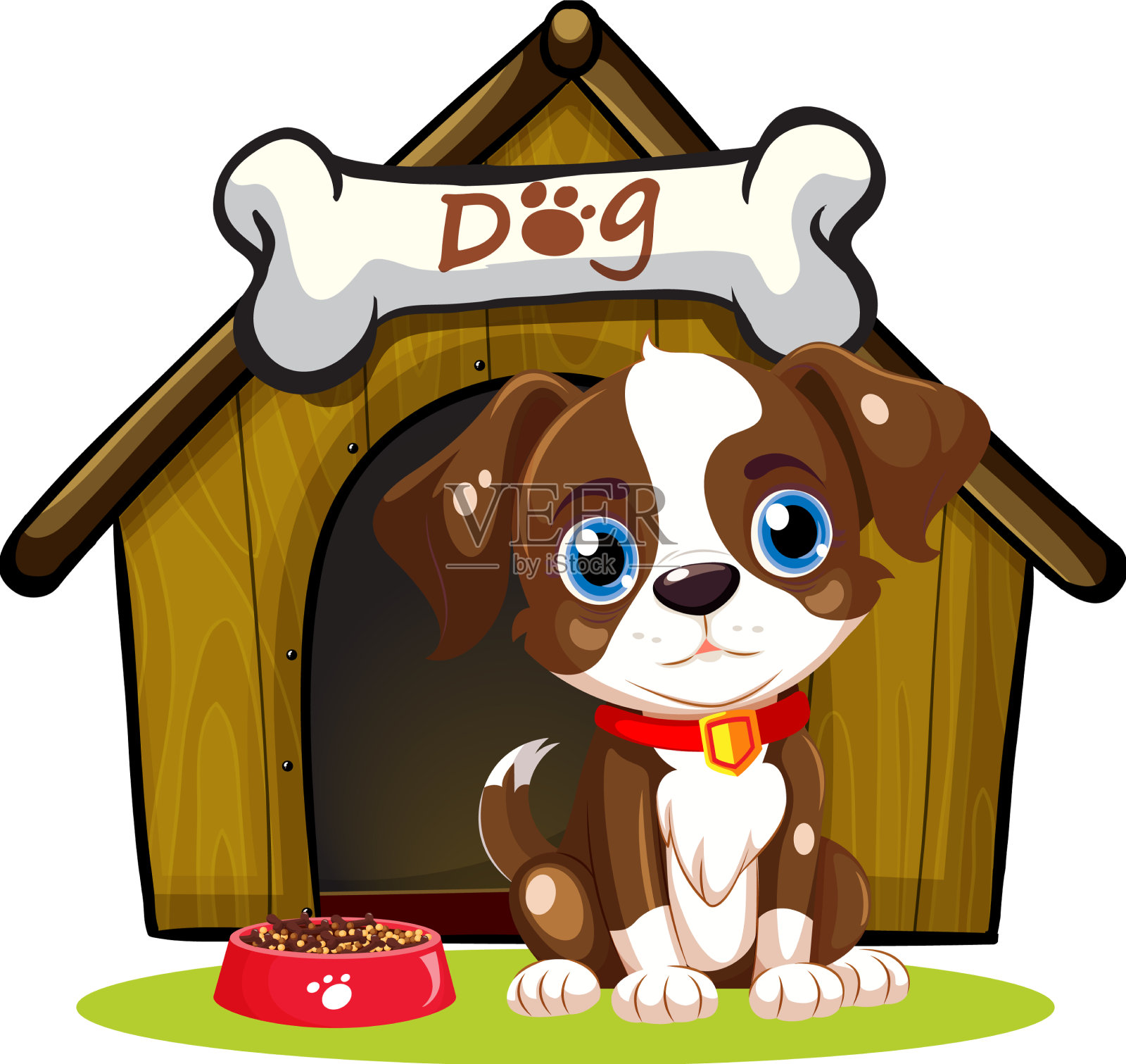 狗在狗屋前设计元素图片