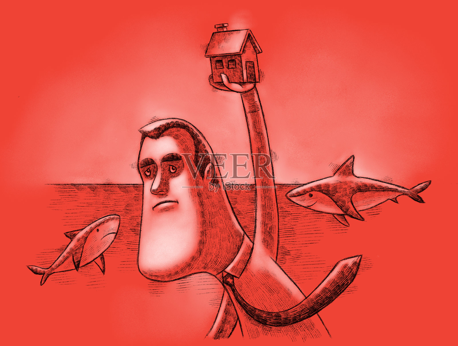 商人提高房子插画图片素材