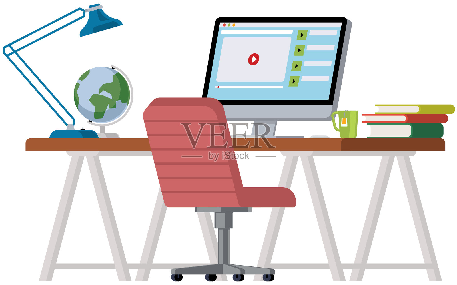 在家教育的家庭办公室插画图片素材