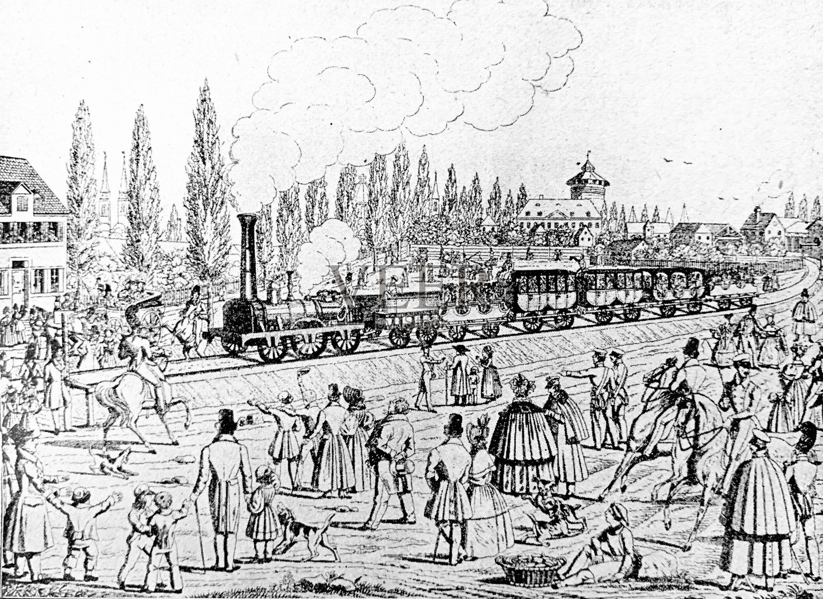 1835年9月8日，Nürnberg至Fürth的第一次列车插画图片素材