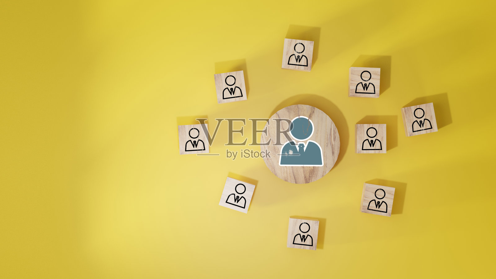 木块方块印刷屏幕人物图标，链接连接网络的组织结构，社会网络和团队合作的概念。照片摄影图片