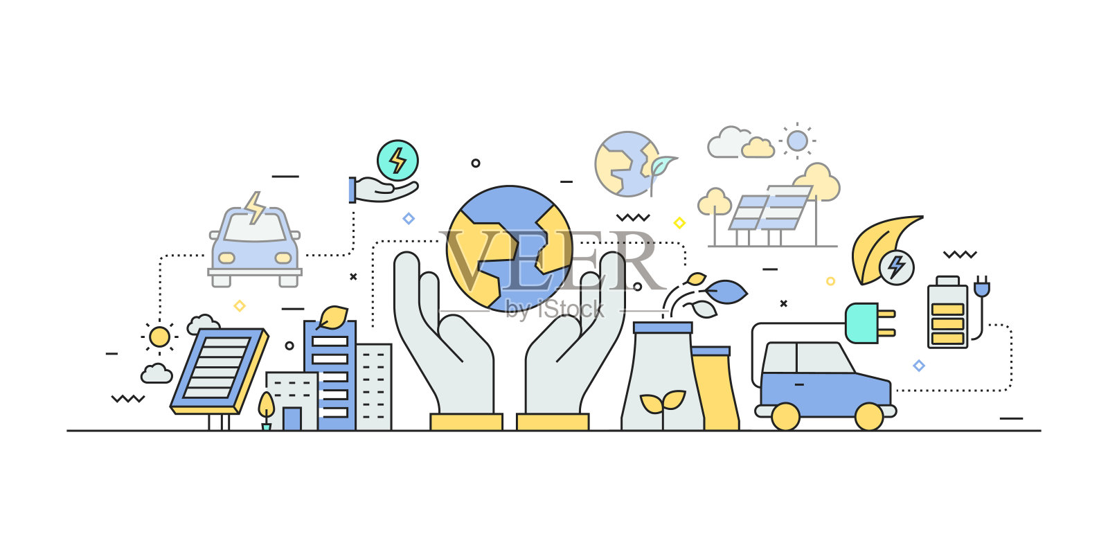 绿色能源，生态概念矢量插图。插画图片素材