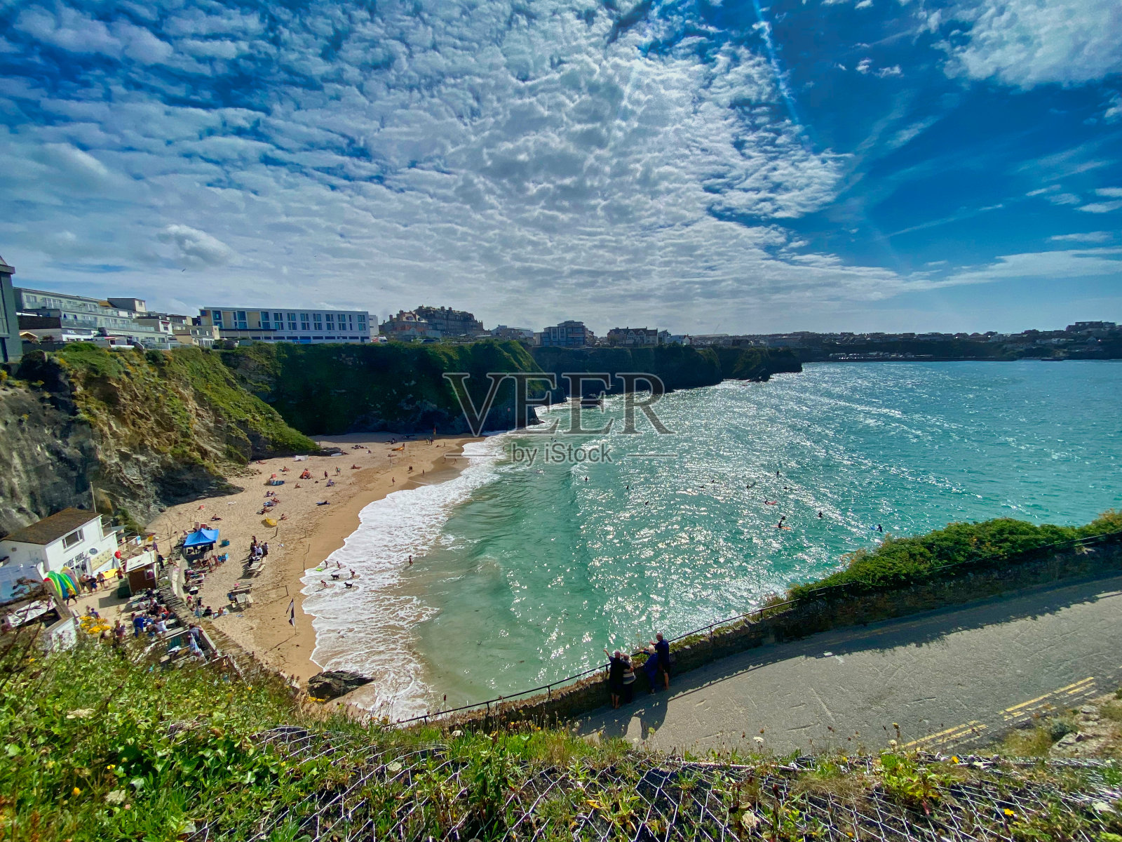 纽基海滩和康沃尔的海岸照片摄影图片