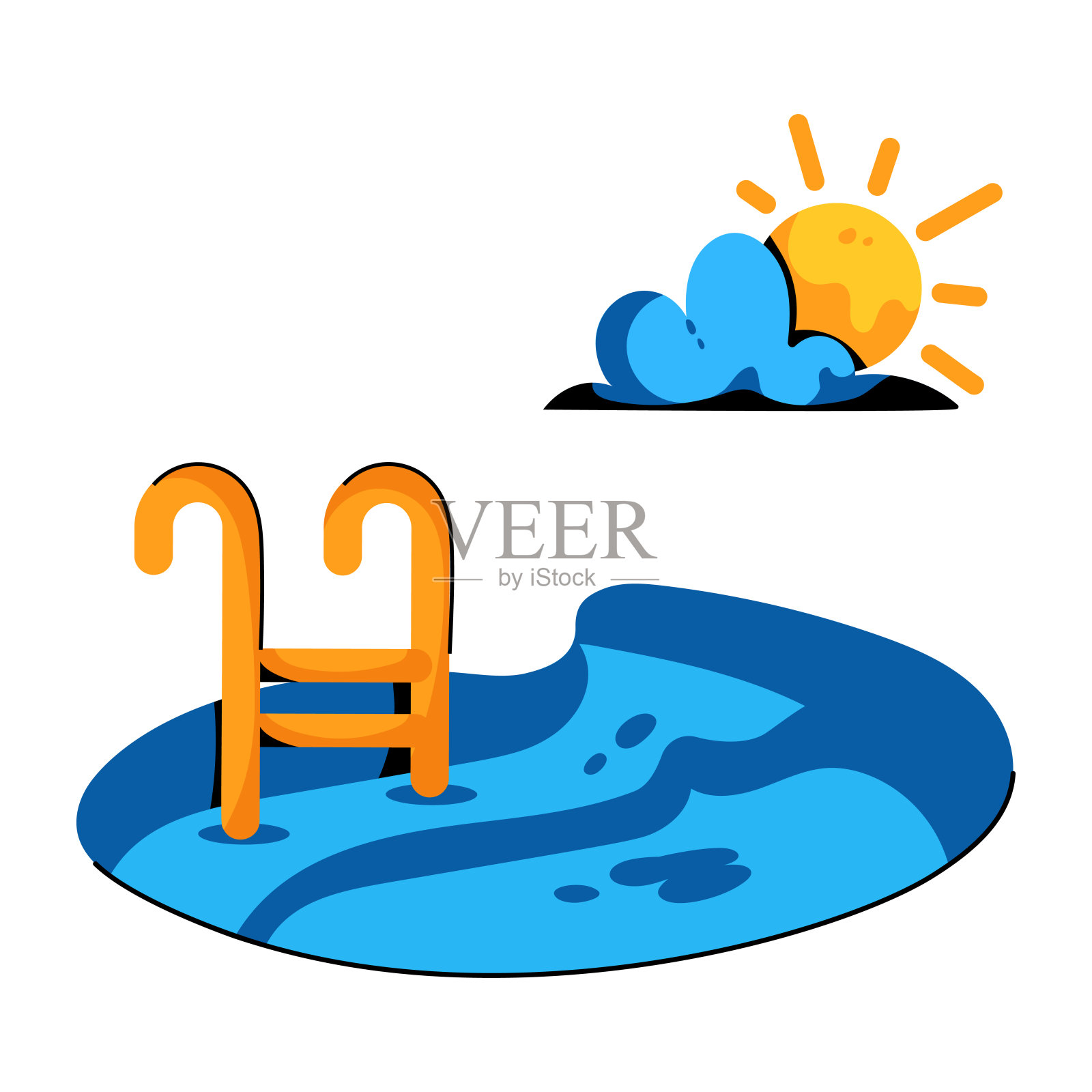 游泳池插画图片素材