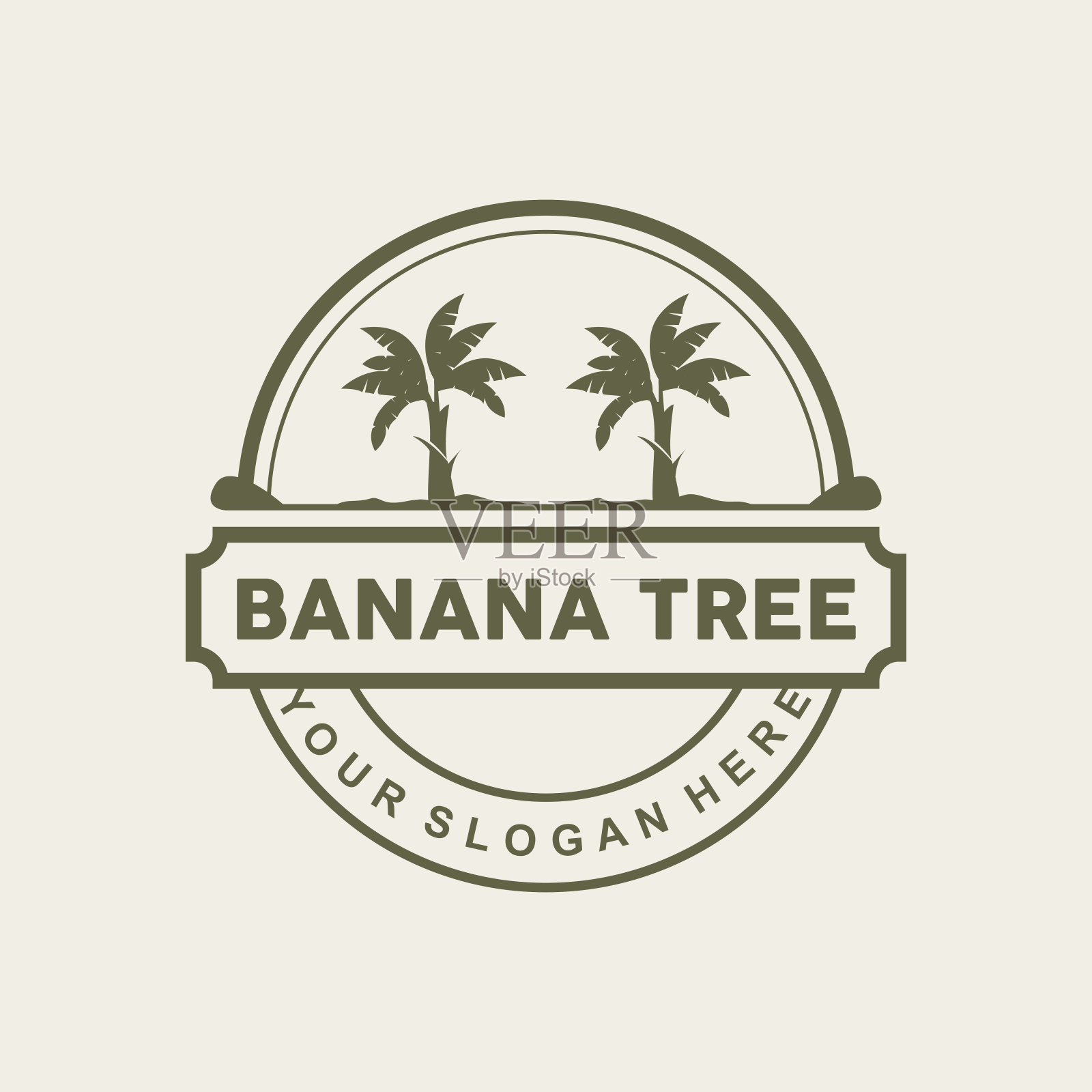 香蕉树标志，香蕉树简单的轮廓设计，植物图标符号矢量插图插画图片素材