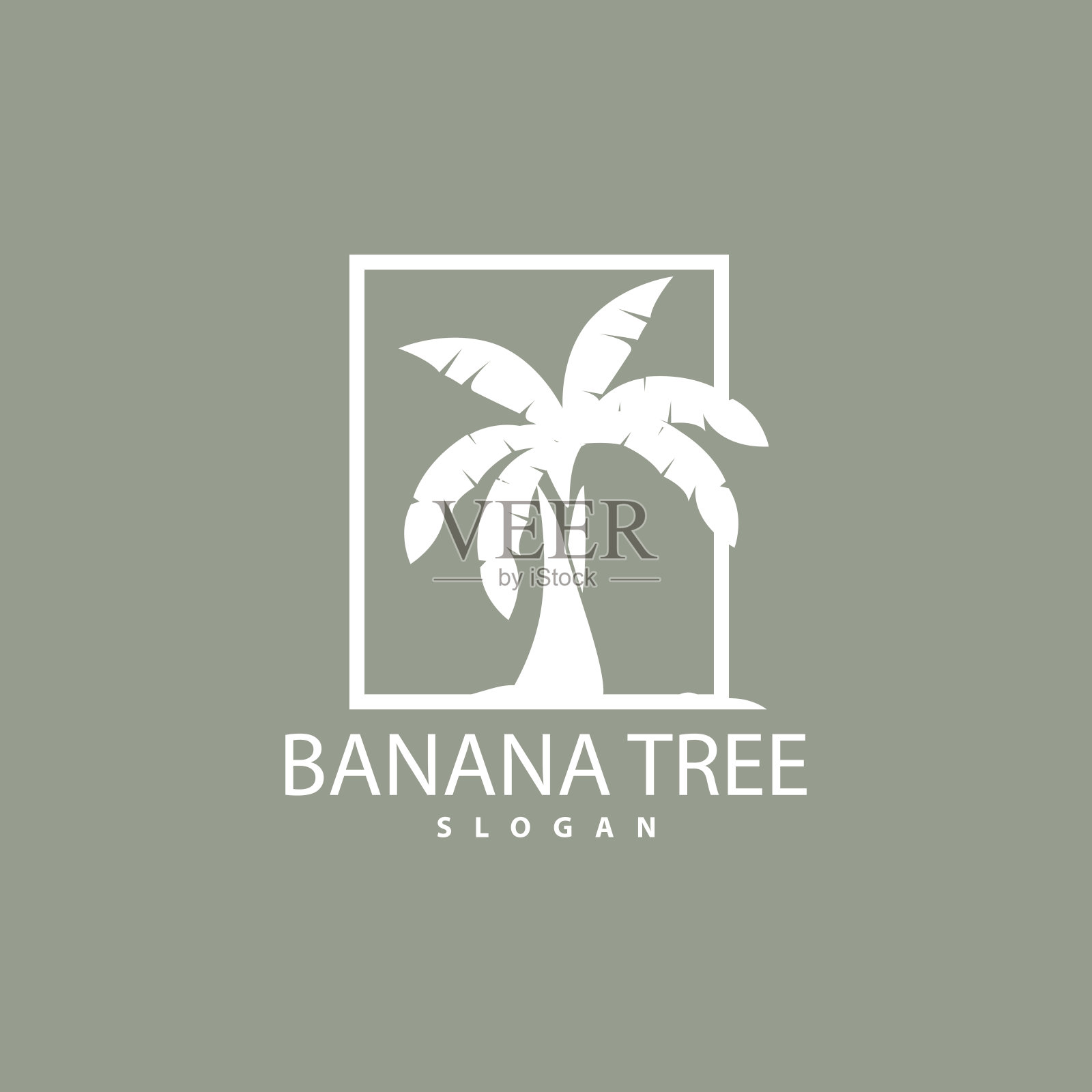 香蕉树标志，香蕉树简单的轮廓设计，植物图标符号矢量插图插画图片素材