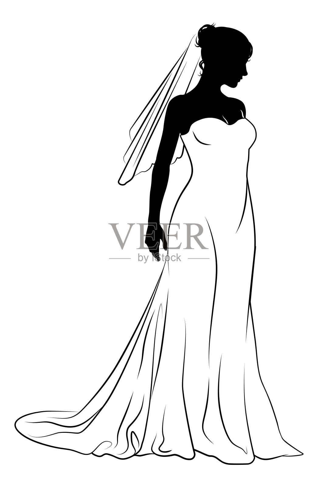 新娘新娘婚纱剪影女子设计插画图片素材