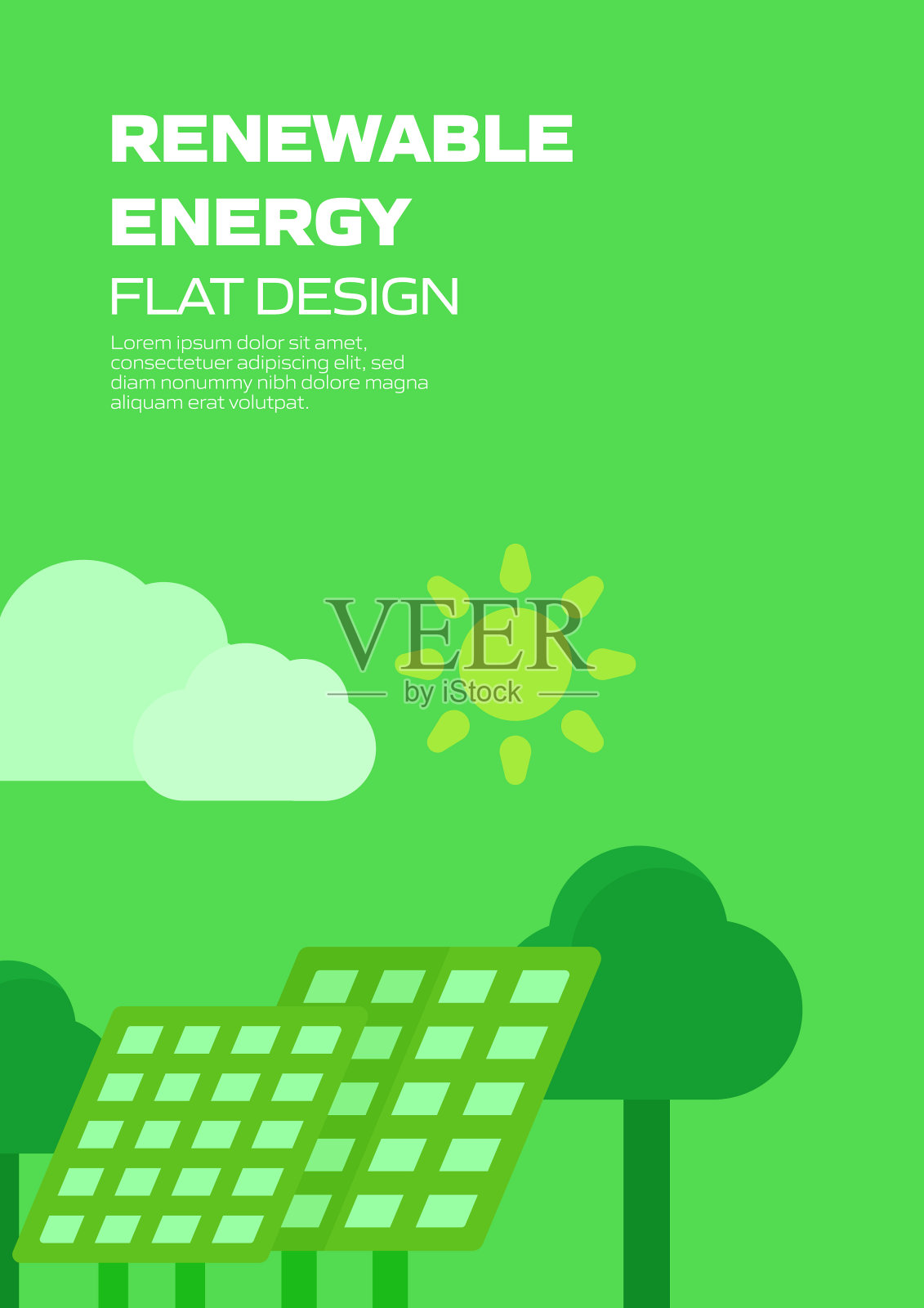 绿色能源，生态概念平面设计矢量插图。插画图片素材