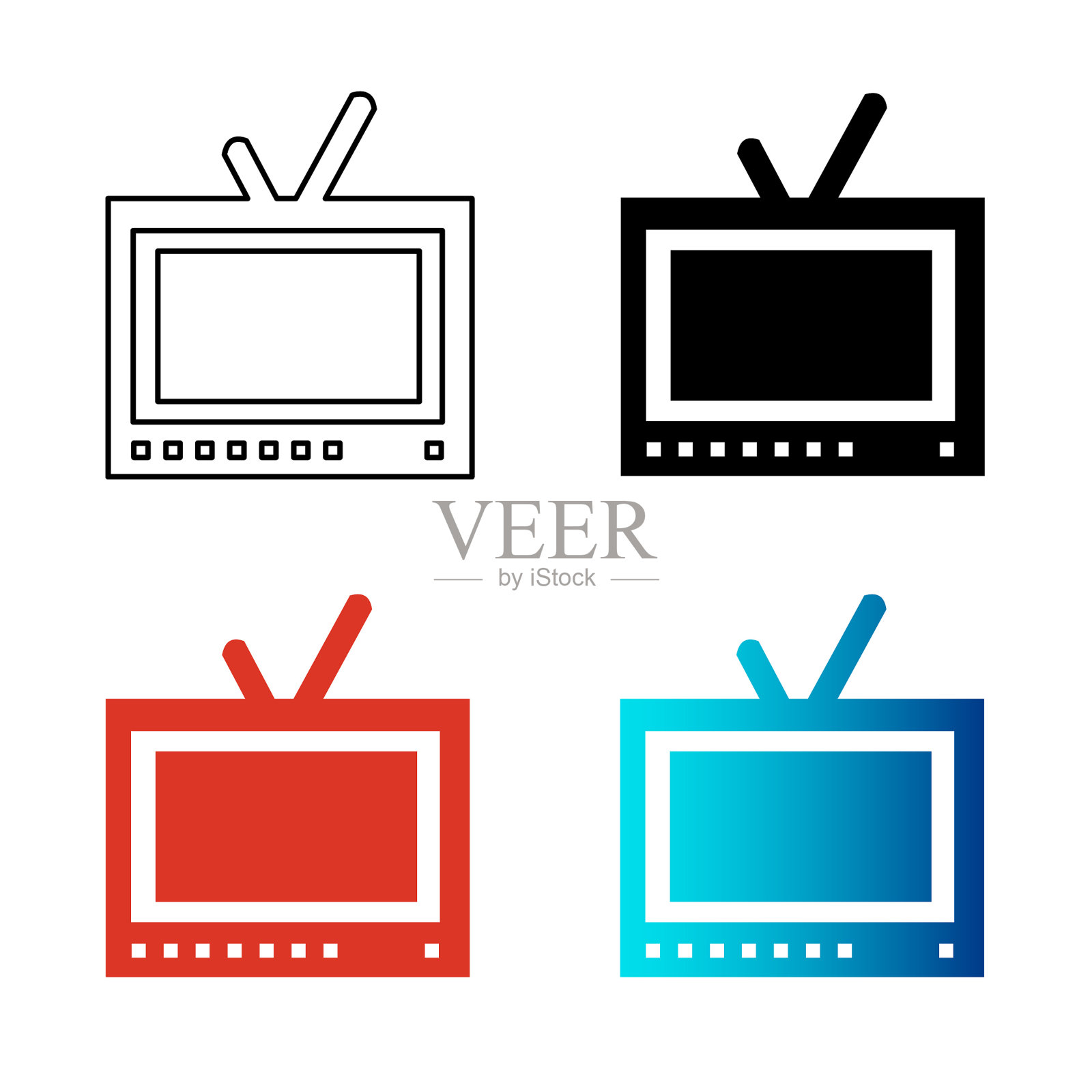 抽象经典电视剪影插图插画图片素材