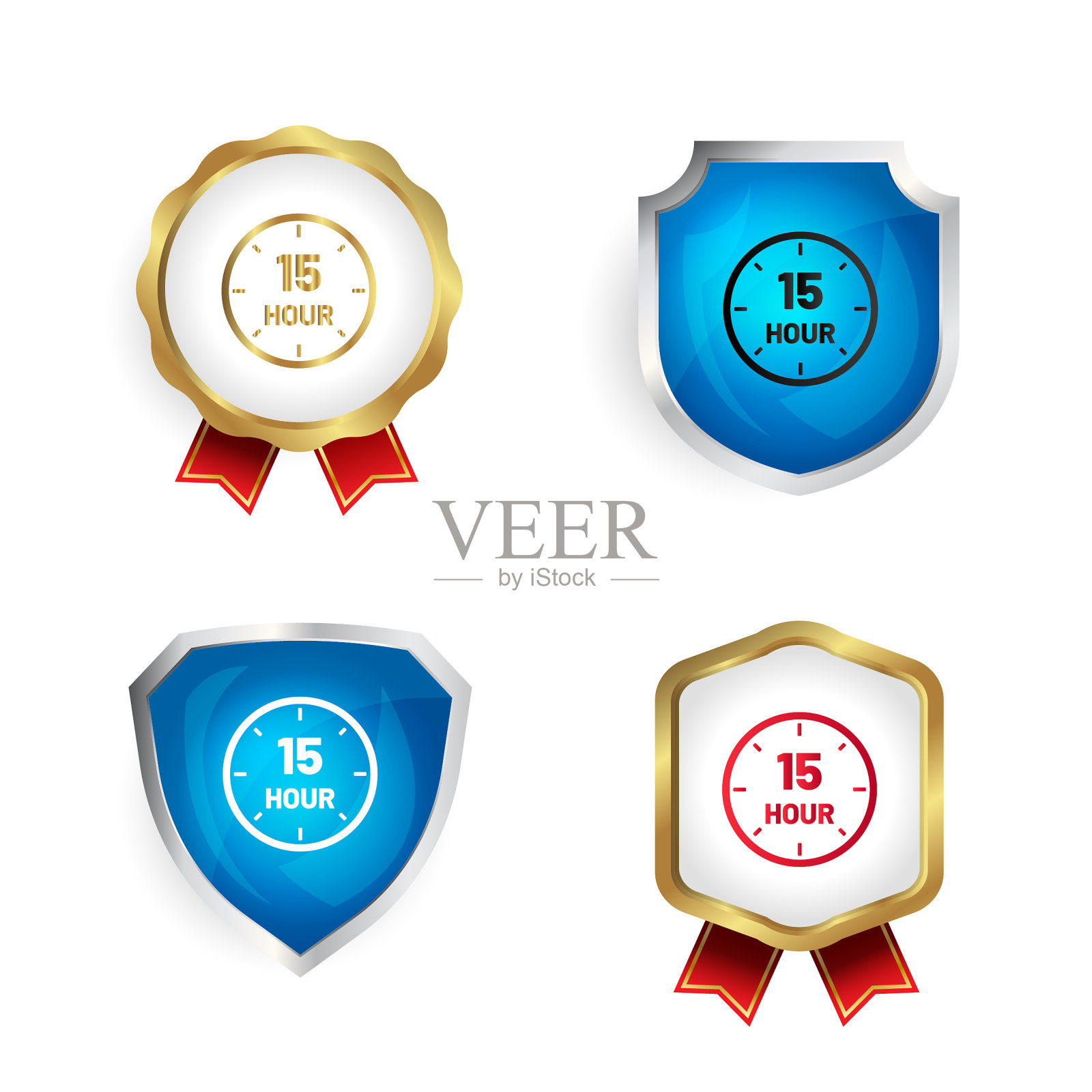 摘要:15小时徽章和标签收集插画图片素材