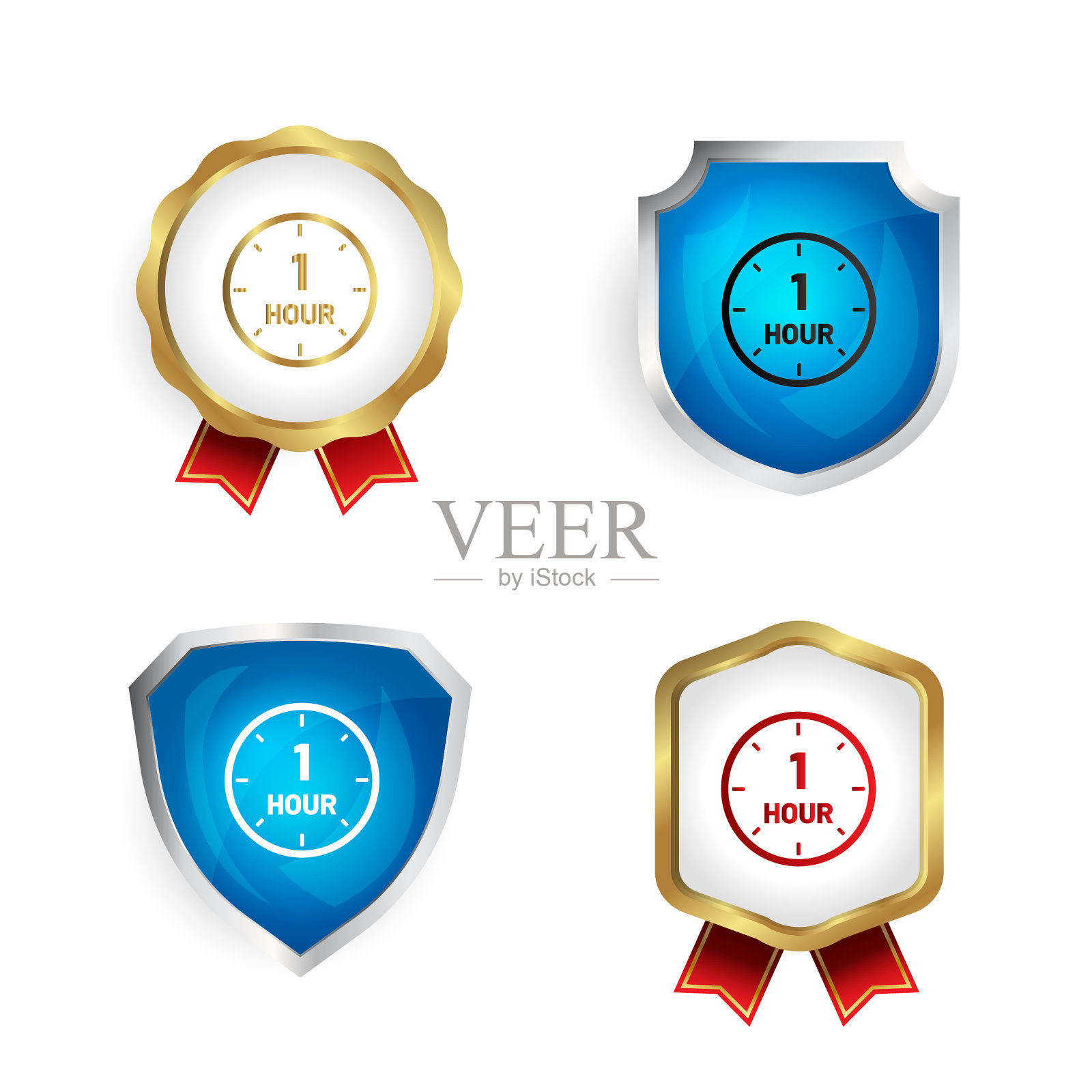 1小时徽章和标签收集插画图片素材