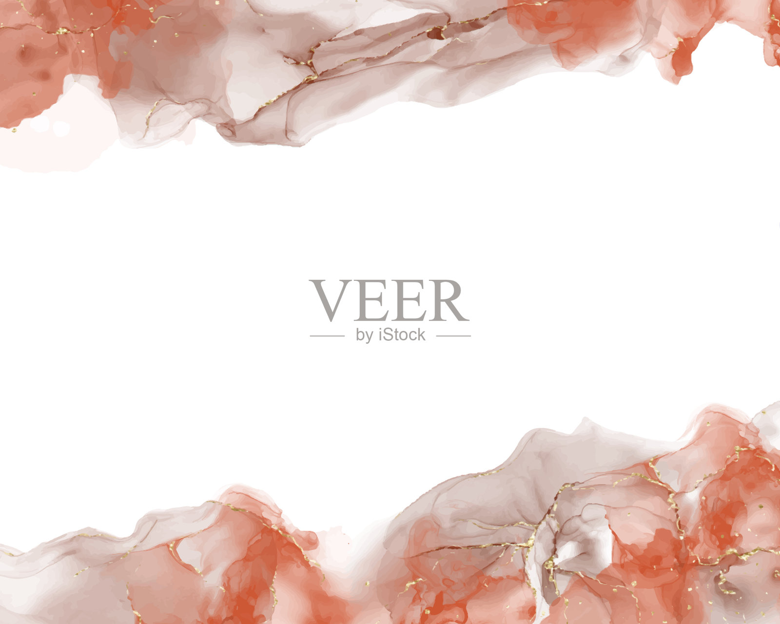 液体大理石，有线条和刷痕。秋色大理石醇绘效果。插画图片素材