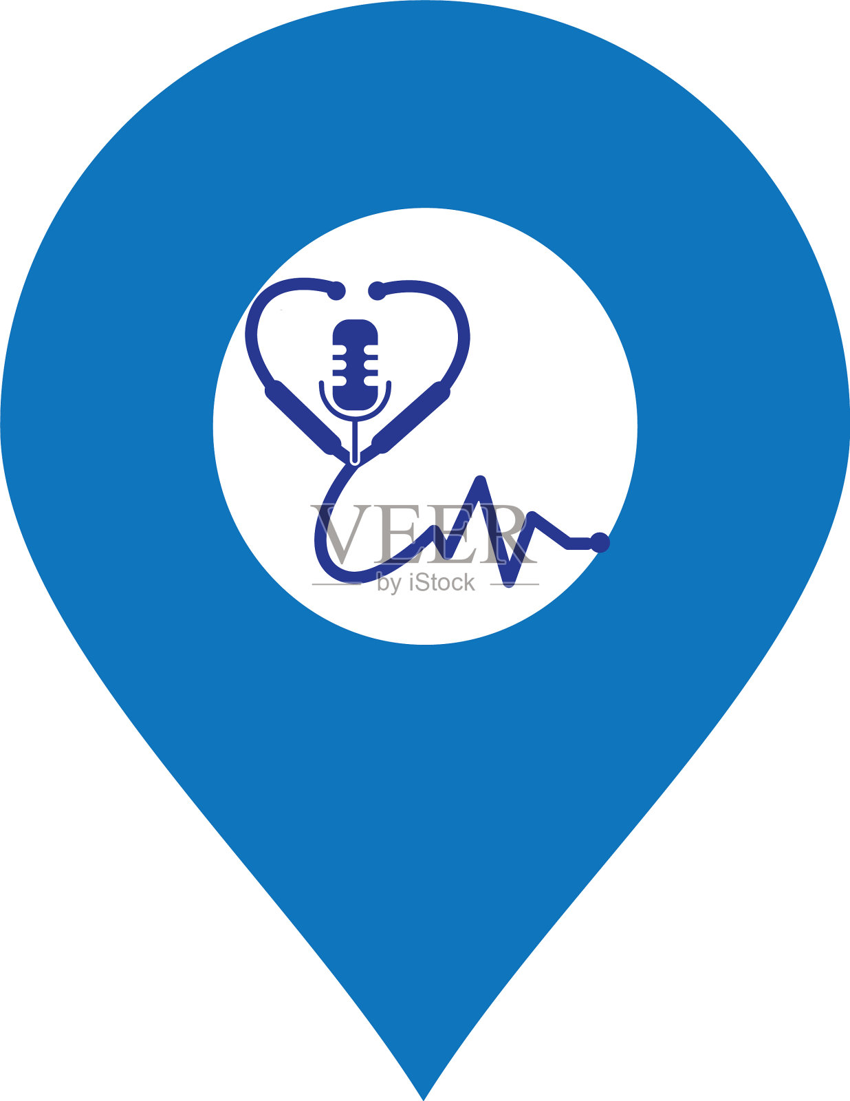 听诊器播客标志模板插画图片素材