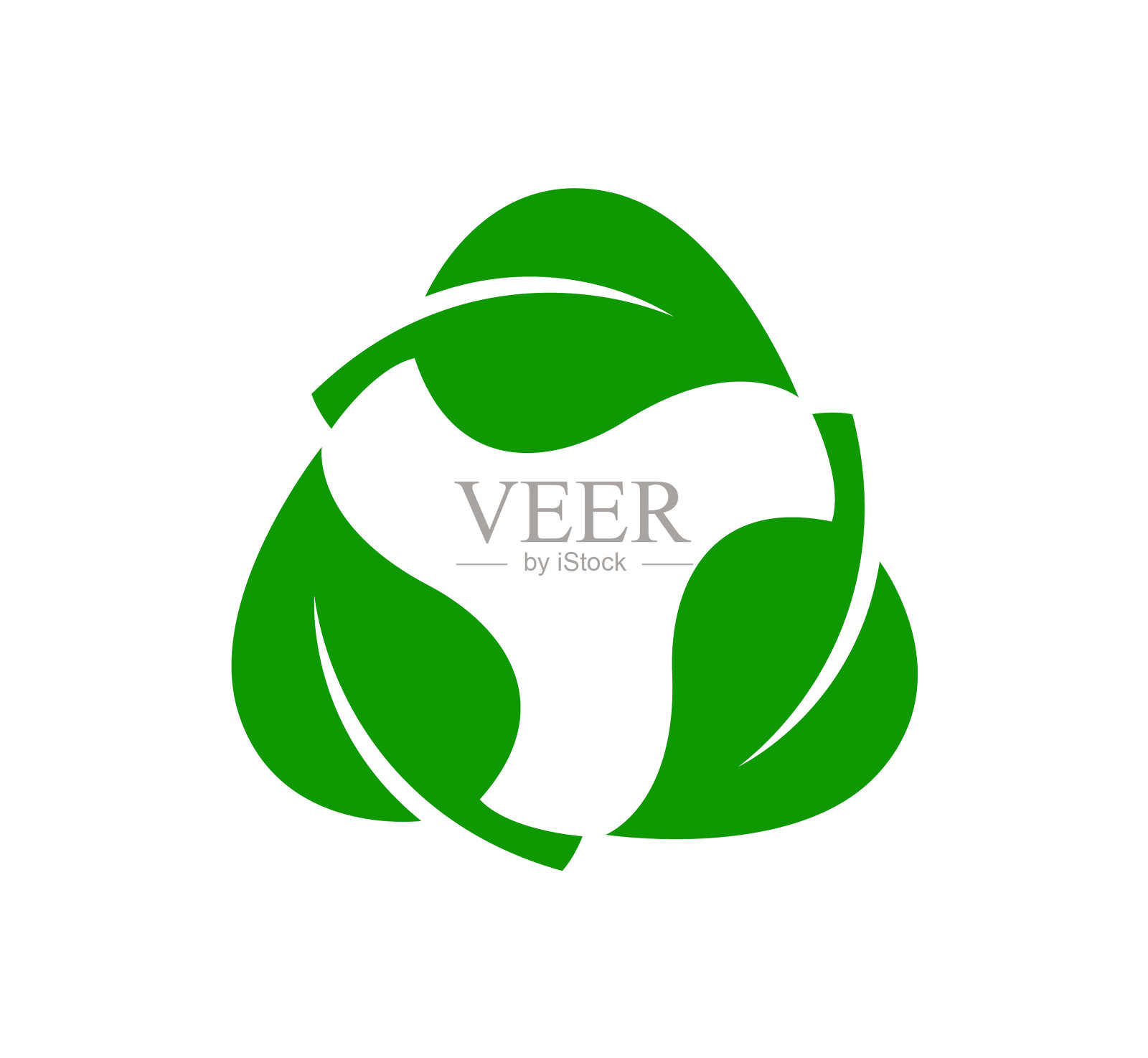 三角形回收风格的标志与绿叶设计元素图片