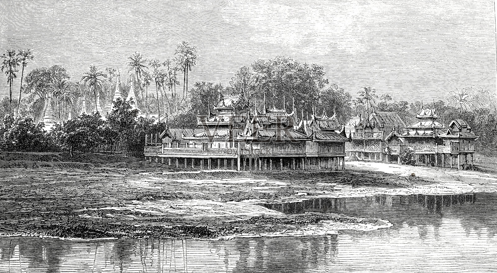 佛教棚屋，阿马拉普拉插画图片素材