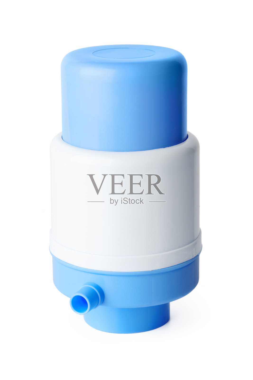 白色背景隔离的水冷器手动水泵照片摄影图片