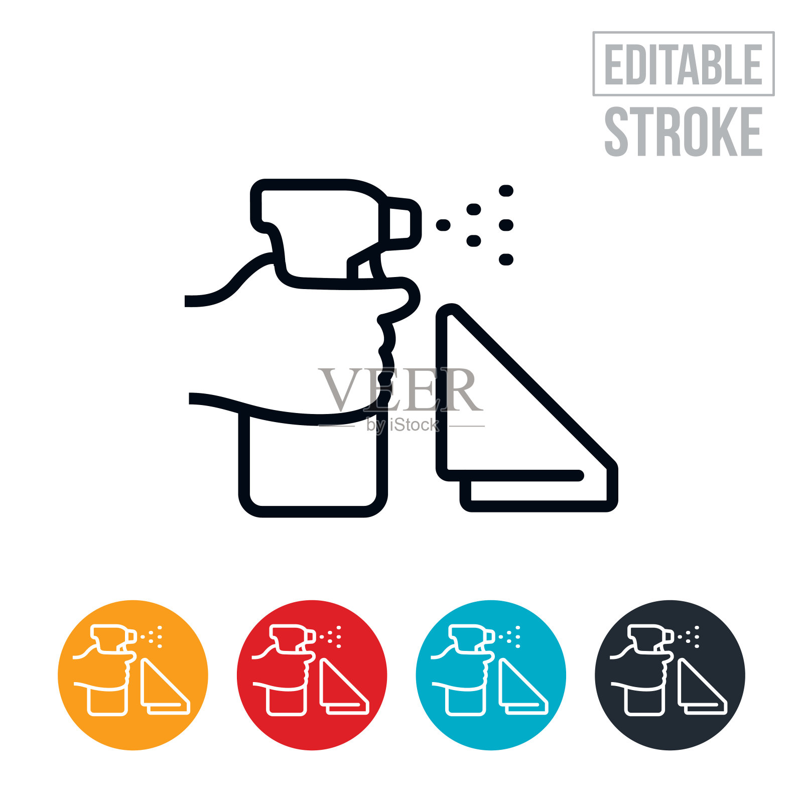 卫生清洁细线图标-可编辑的笔划插画图片素材