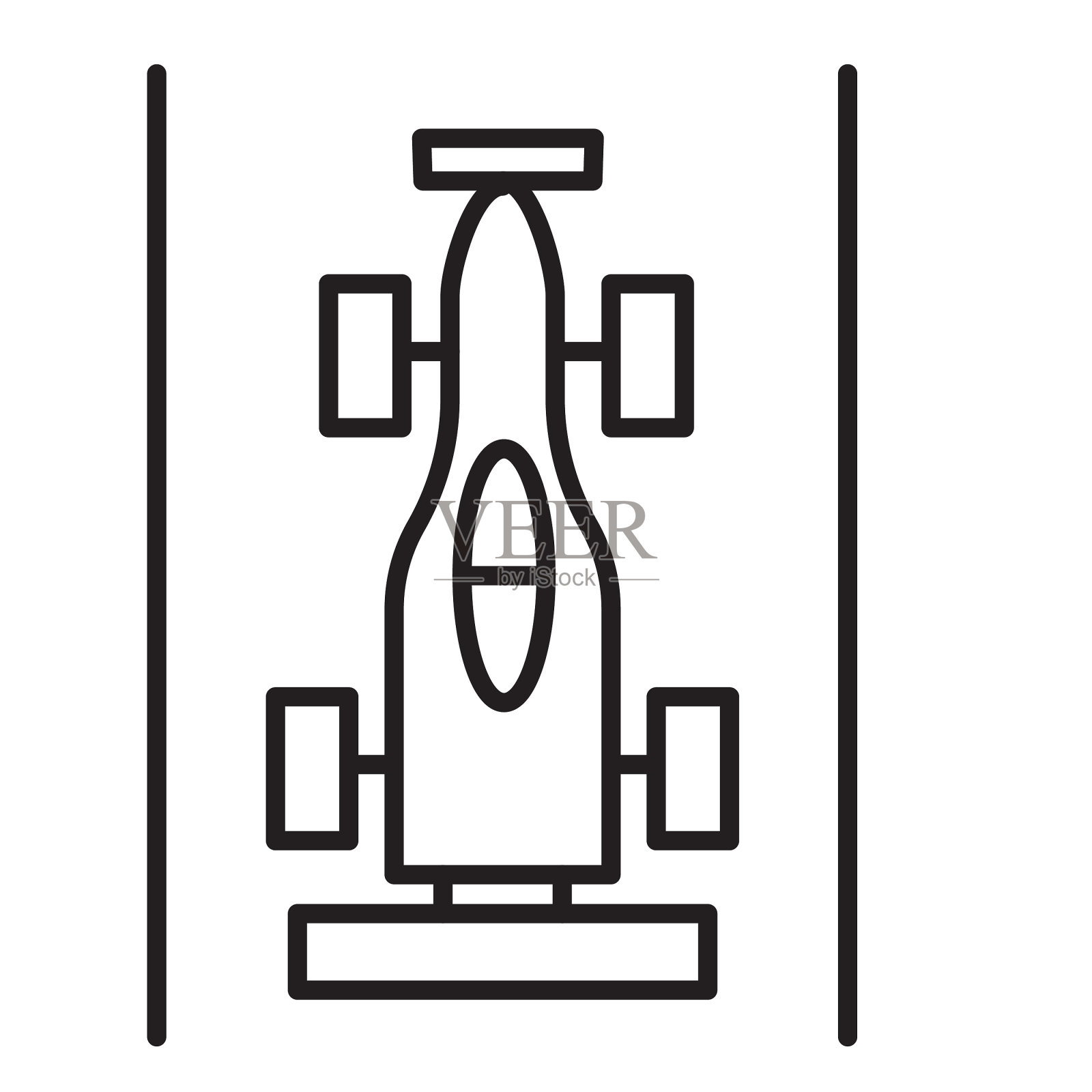 复古街机游戏一级方程式赛车细线图标可编辑的笔画设计元素图片