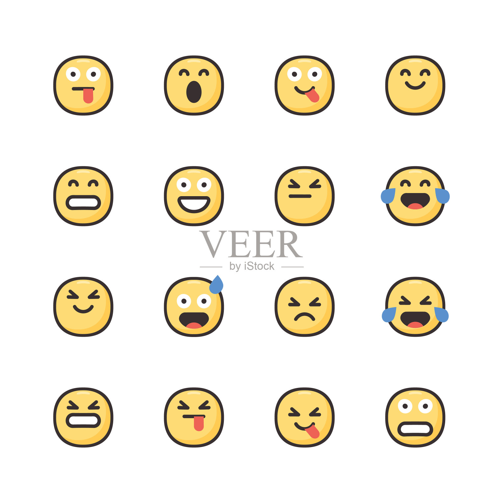 表情包收集可爱的颜色和线条艺术图标素材