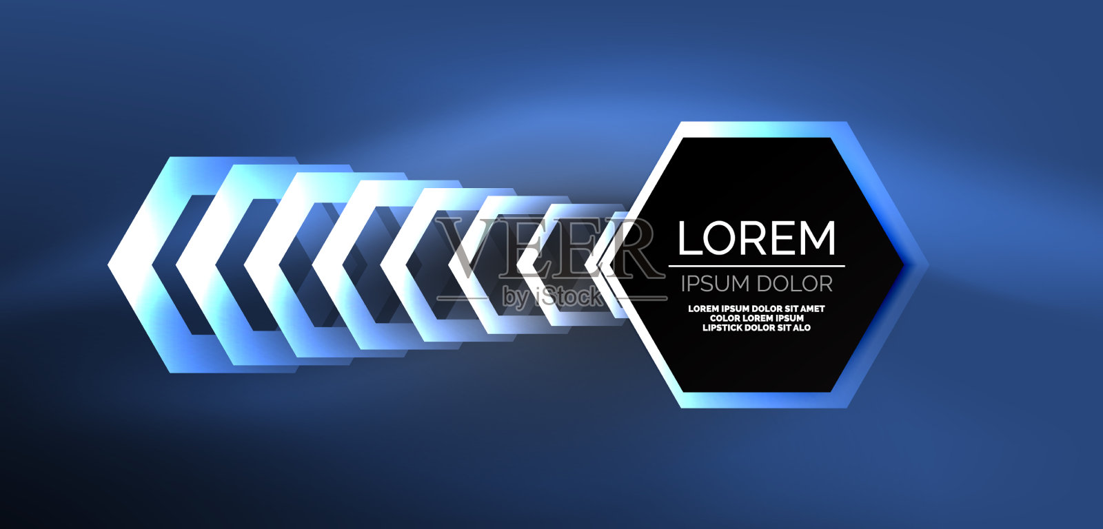 六边形抽象背景技术发光霓虹灯插画图片素材