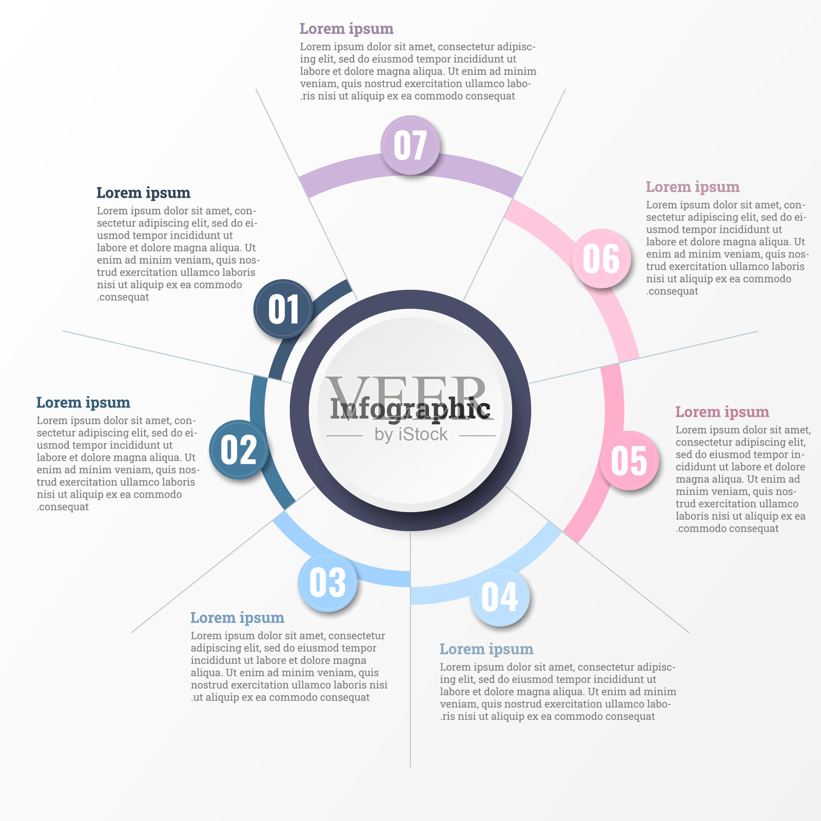信息图用于所有7个主题的详细报告。插画图片素材