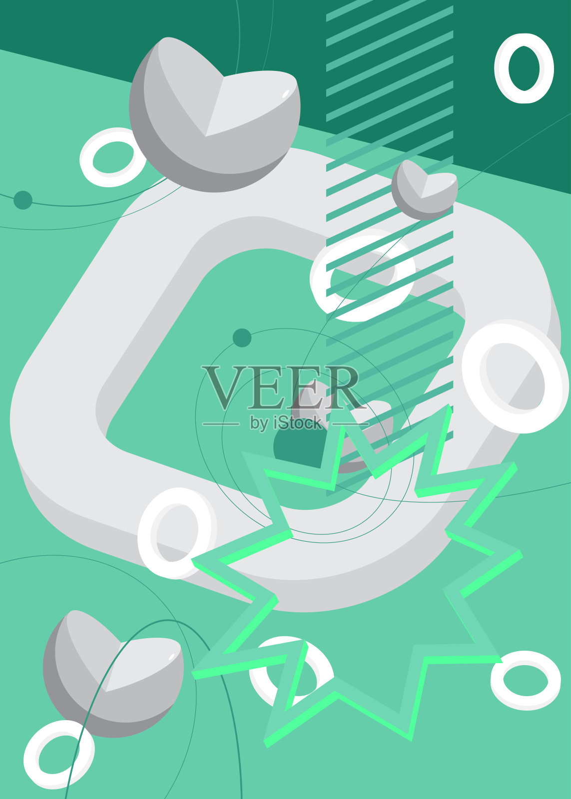 绿松石和白色豪华几何形状背景插图设计。矢量豪华与抽象的颜色背景。插画图片素材