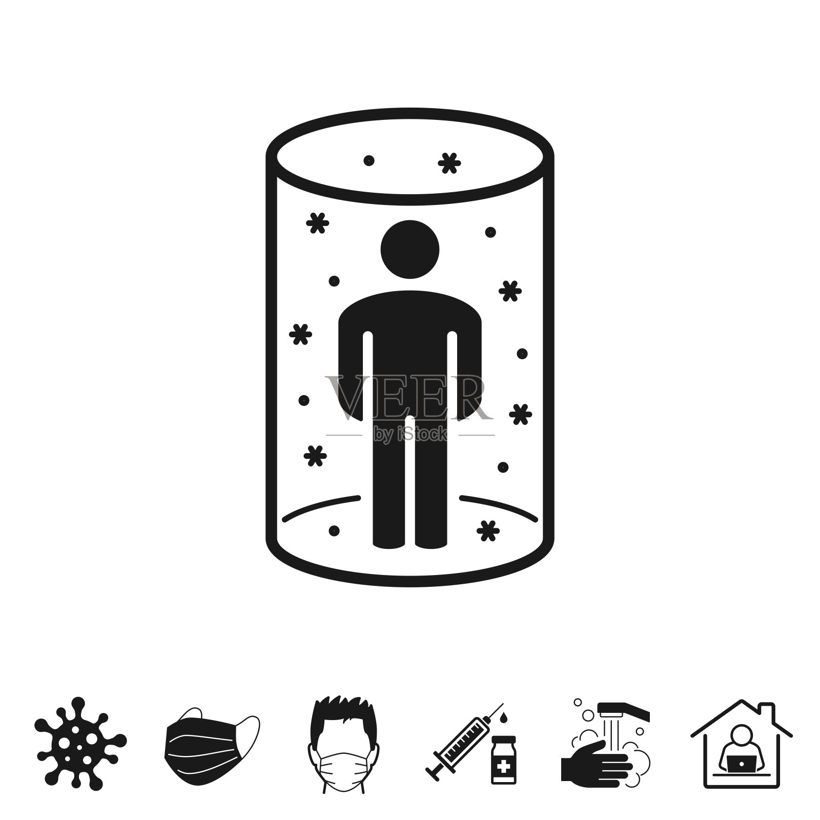 被隔离的病人，白色背景设计图标插画图片素材