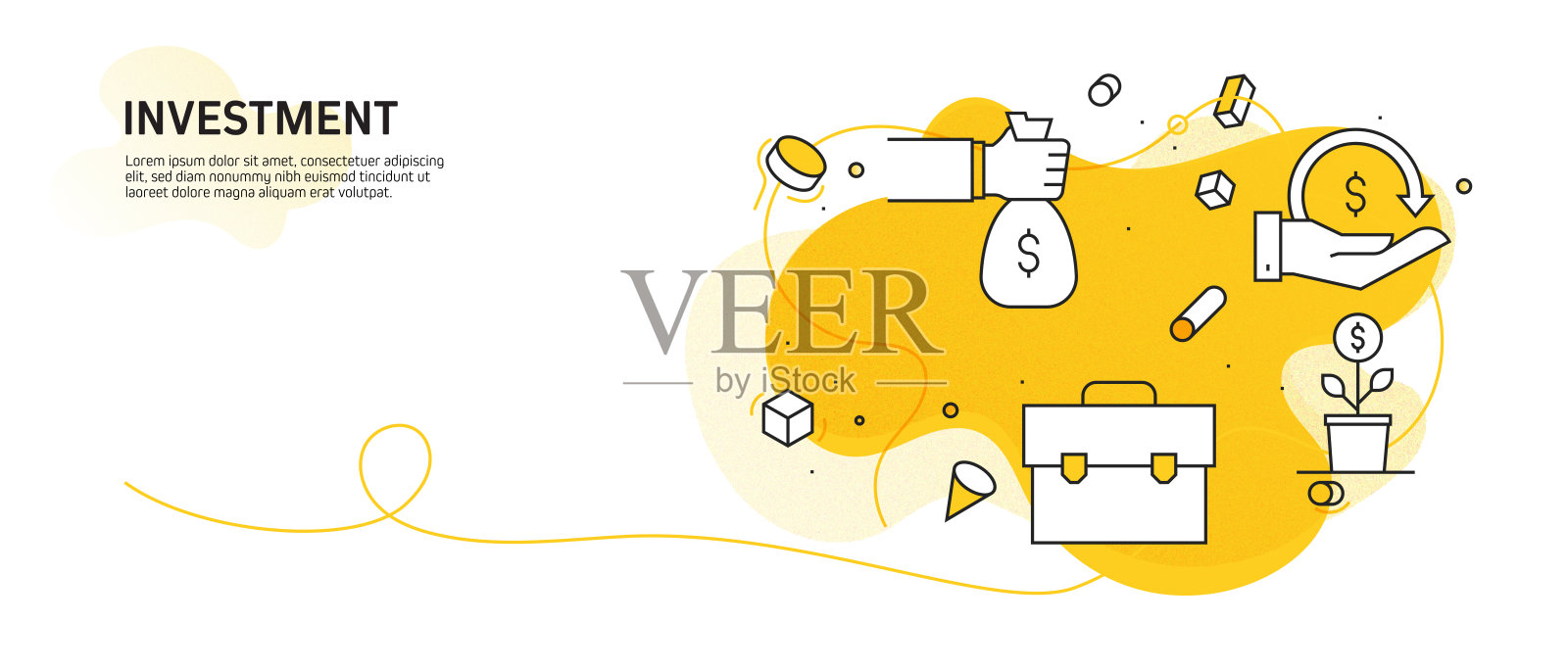 投资相关的现代线条风格插图插画图片素材