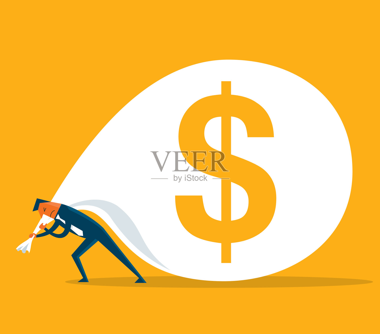 带钱袋的商人插画图片素材