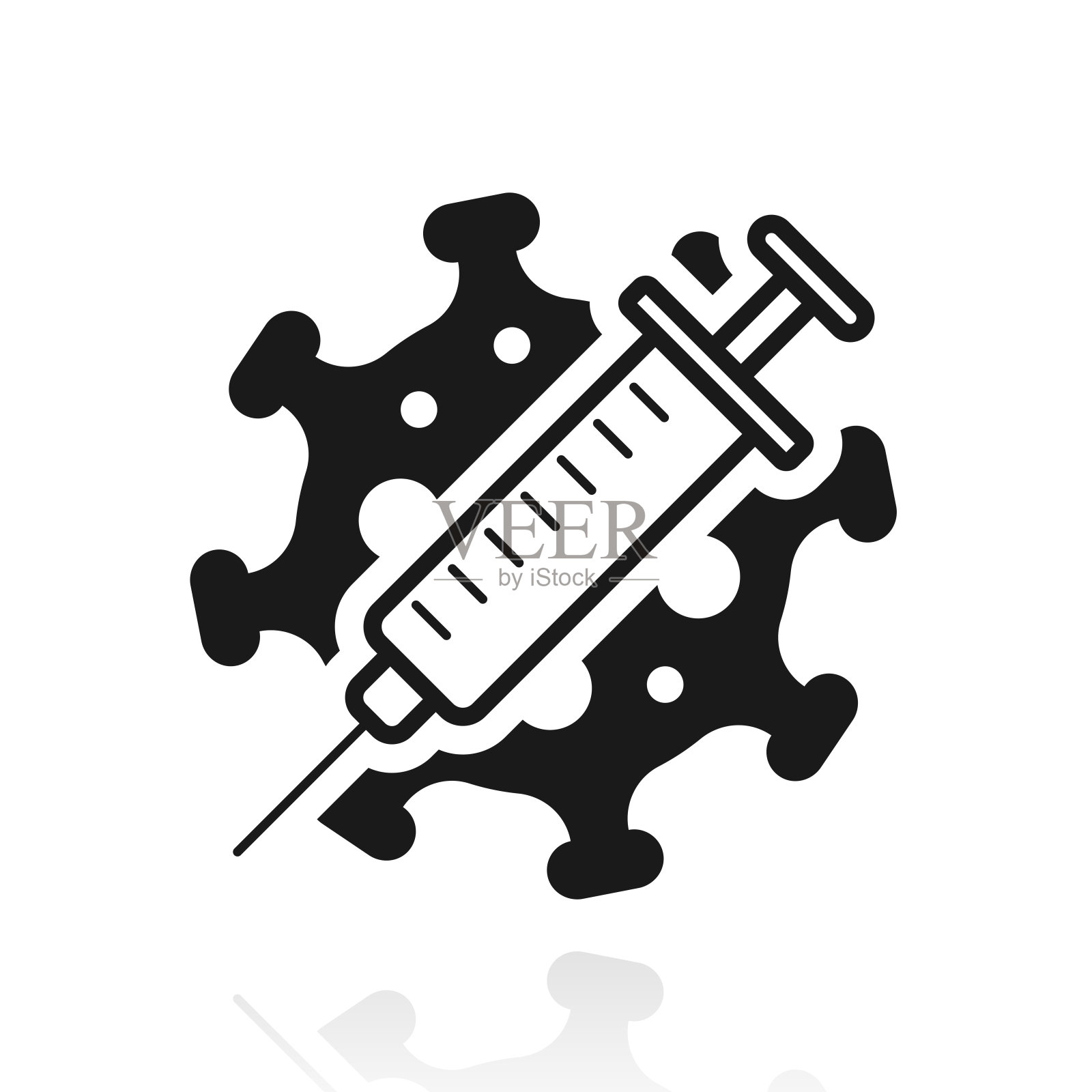 Covid-19疫苗。白色背景上反射的图标插画图片素材