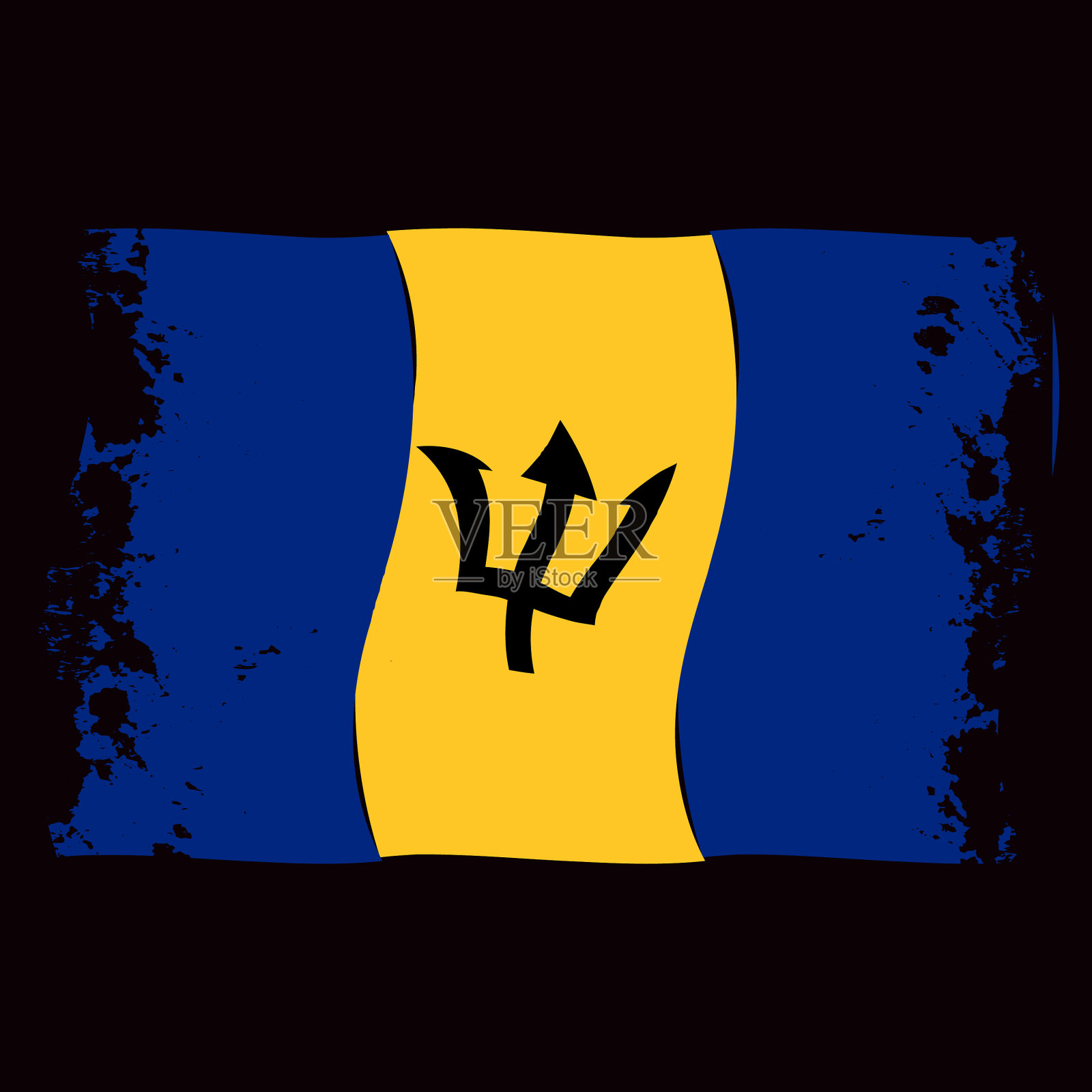 巴巴多斯国家透明波浪旗垃圾布鲁斯设计元素图片