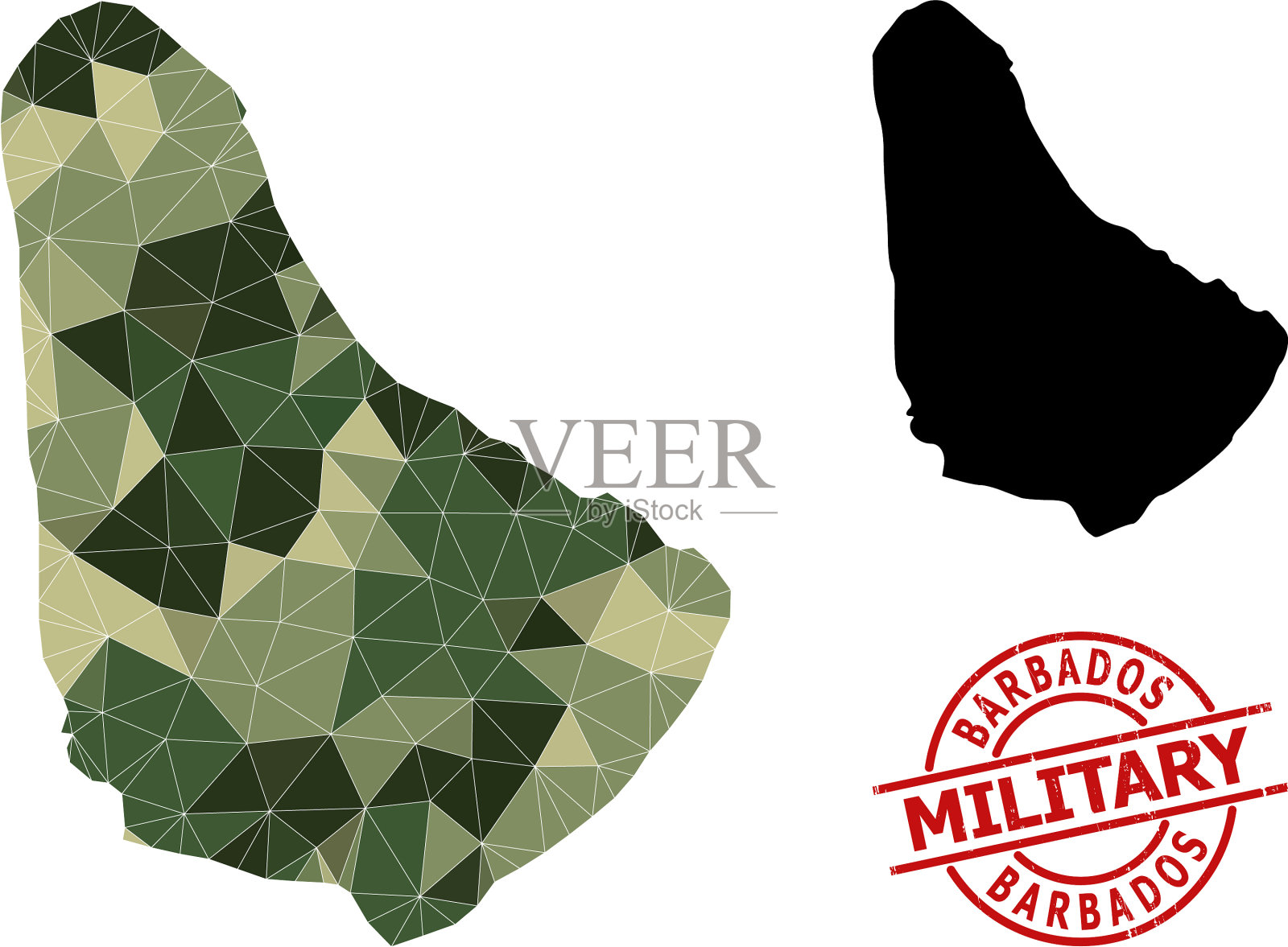 巴巴多斯和垃圾的三角马赛克地图插画图片素材