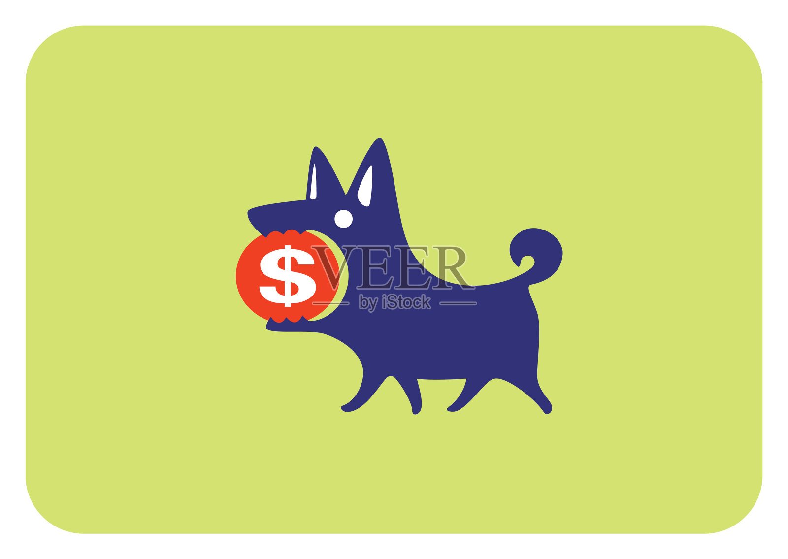 狗拿着钱，标志硬币和走插画图片素材