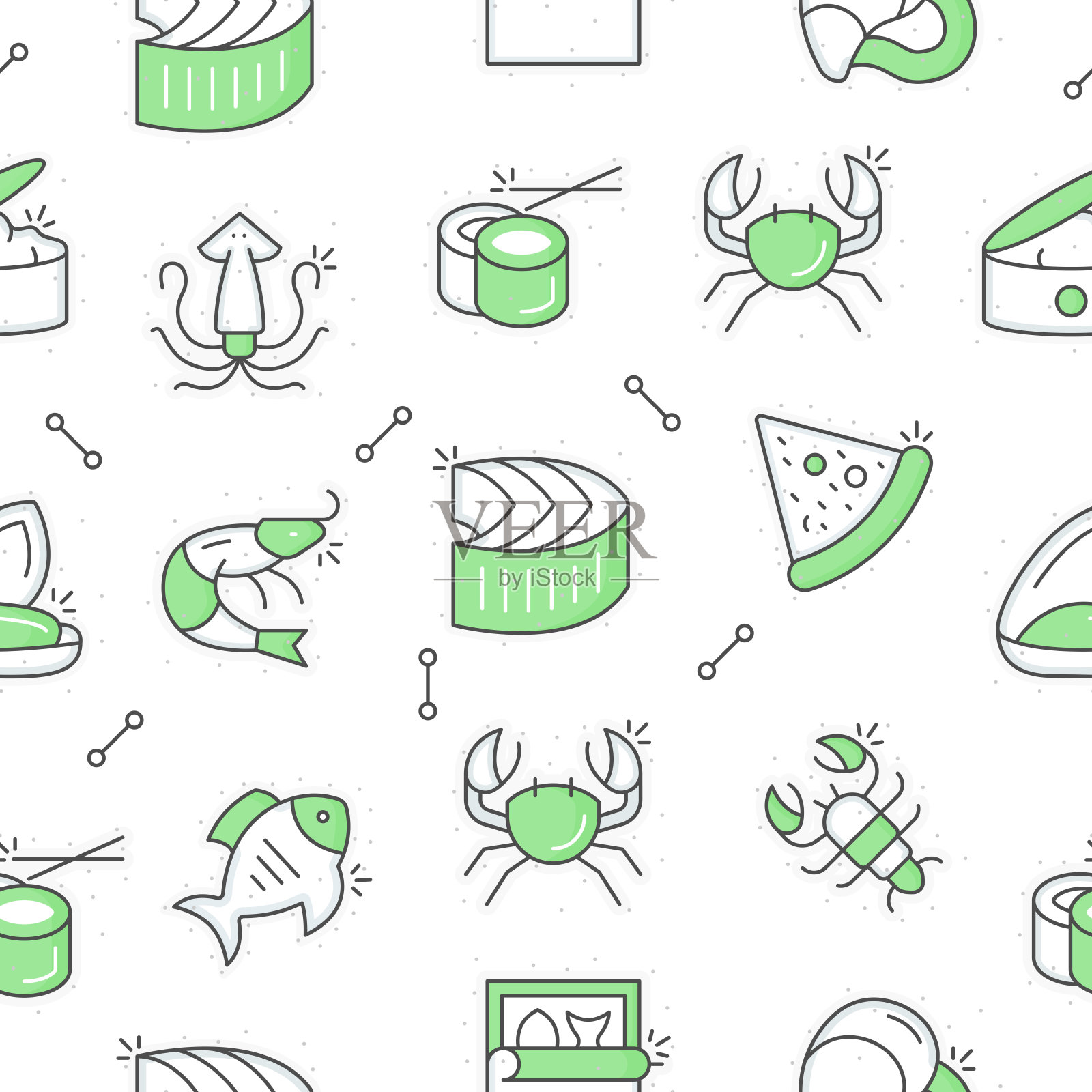 海产品无缝花纹插画图片素材