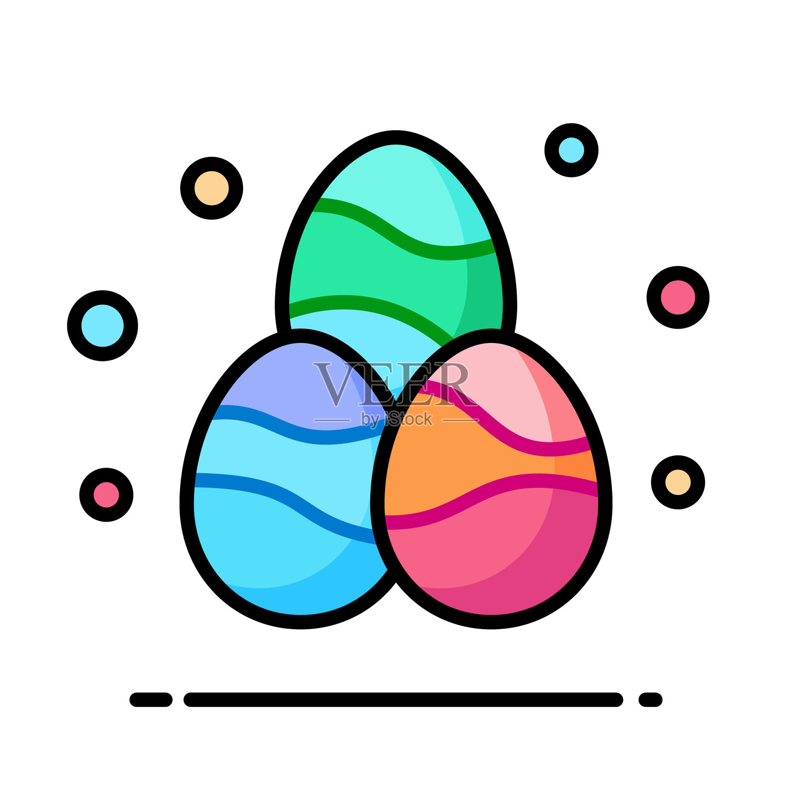 复活节彩蛋图标线艺术插画图片素材