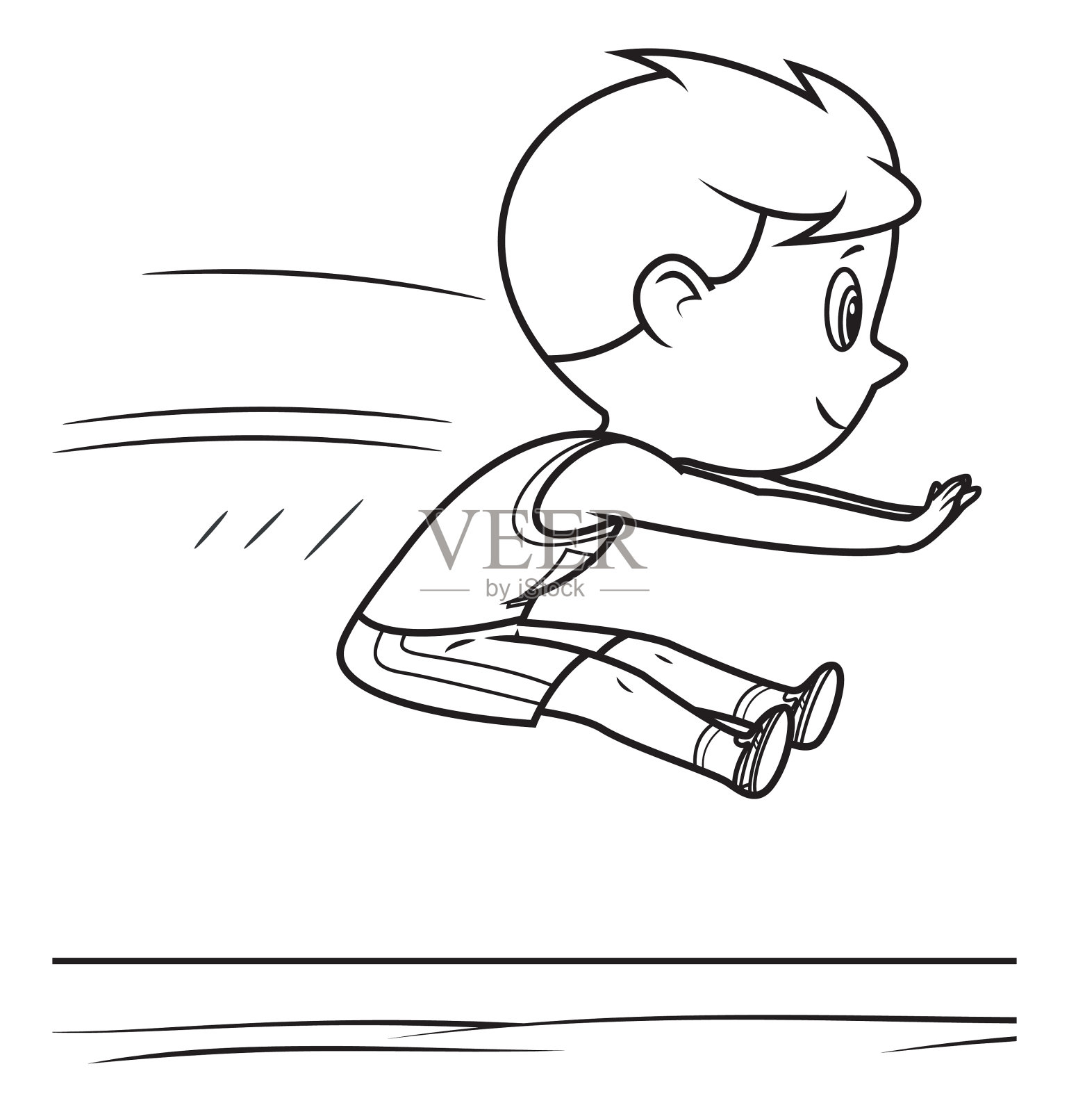 黑白跳远插画图片素材