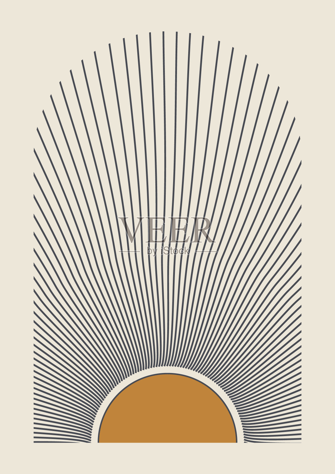 美学插图与极简主义的太阳海报。现代艺术。插画图片素材