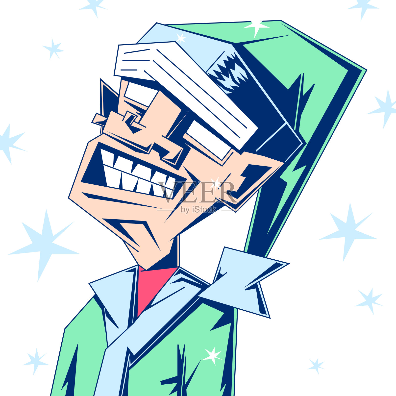 有趣的卡通肖像的圣诞人物在节日的背景。插画图片素材