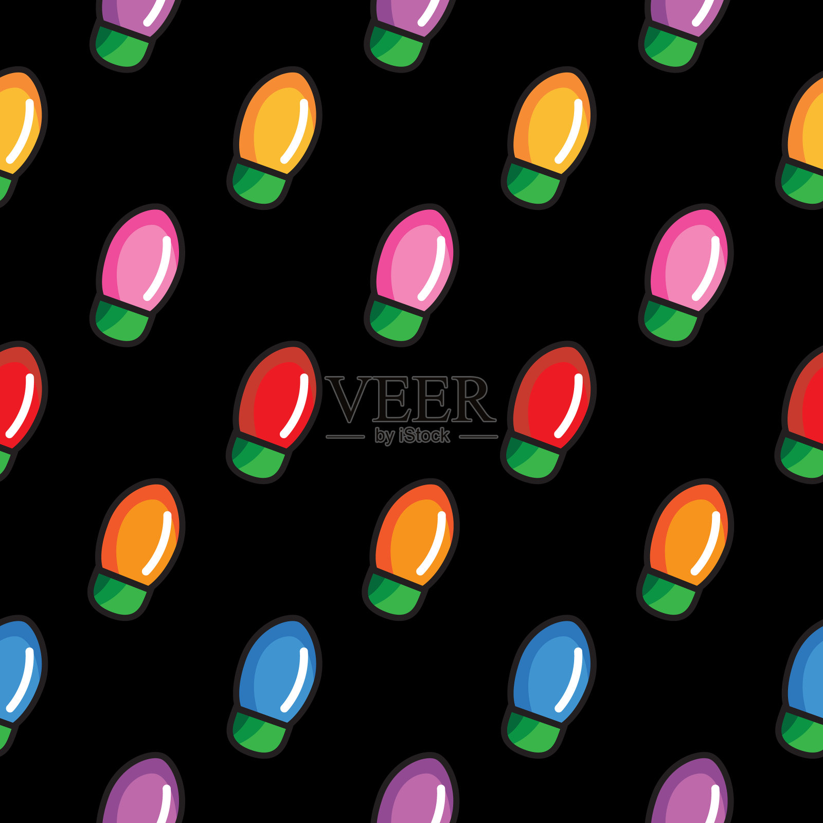 可爱的圣诞灯3无缝模式插画图片素材