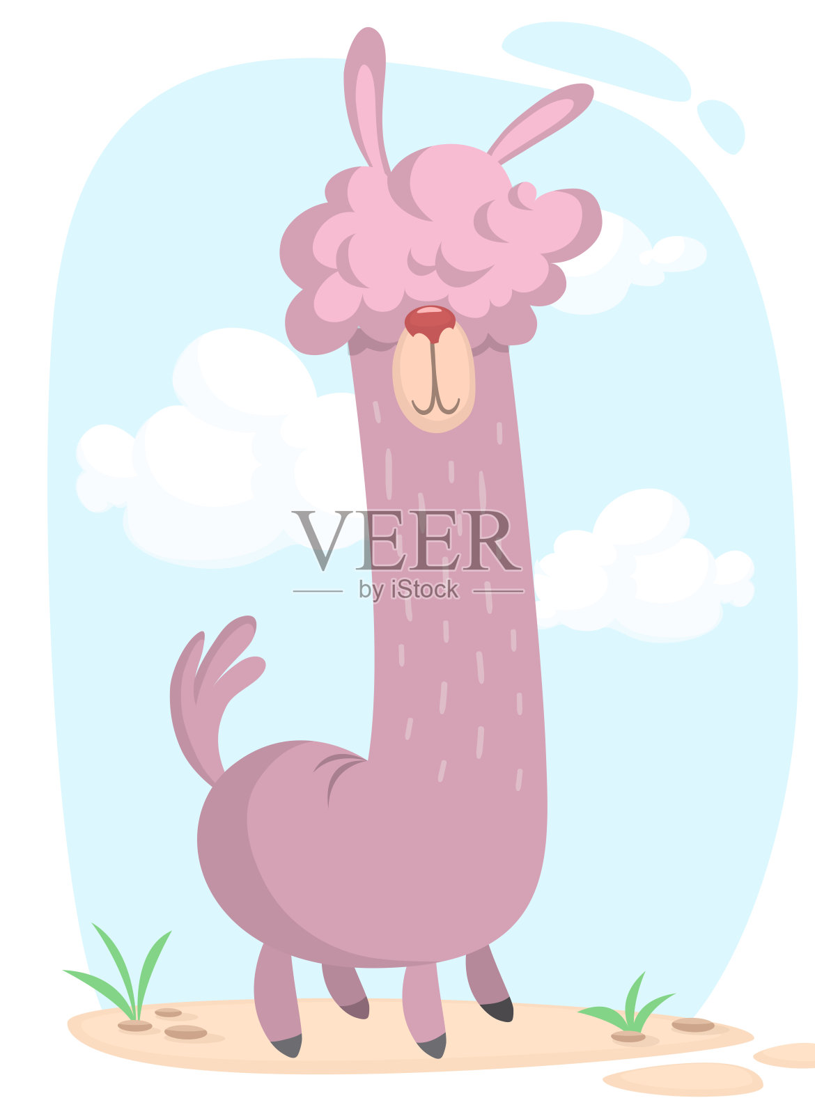 喇嘛卡通羊驼。喇嘛动物病媒分离设计元素图片