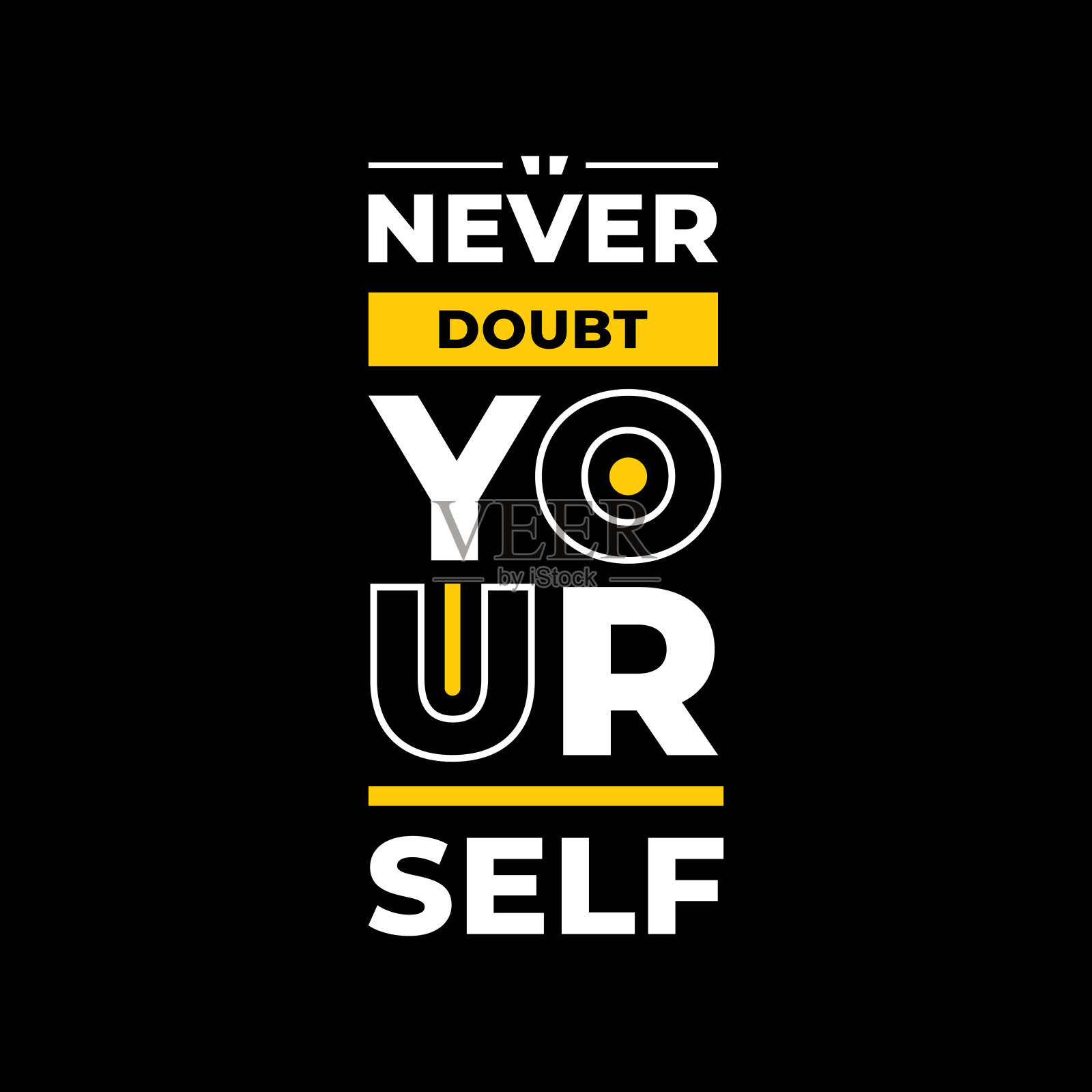 黄色现代几何字体鼓舞人心的报价t恤设计为城市时尚风格插画图片素材