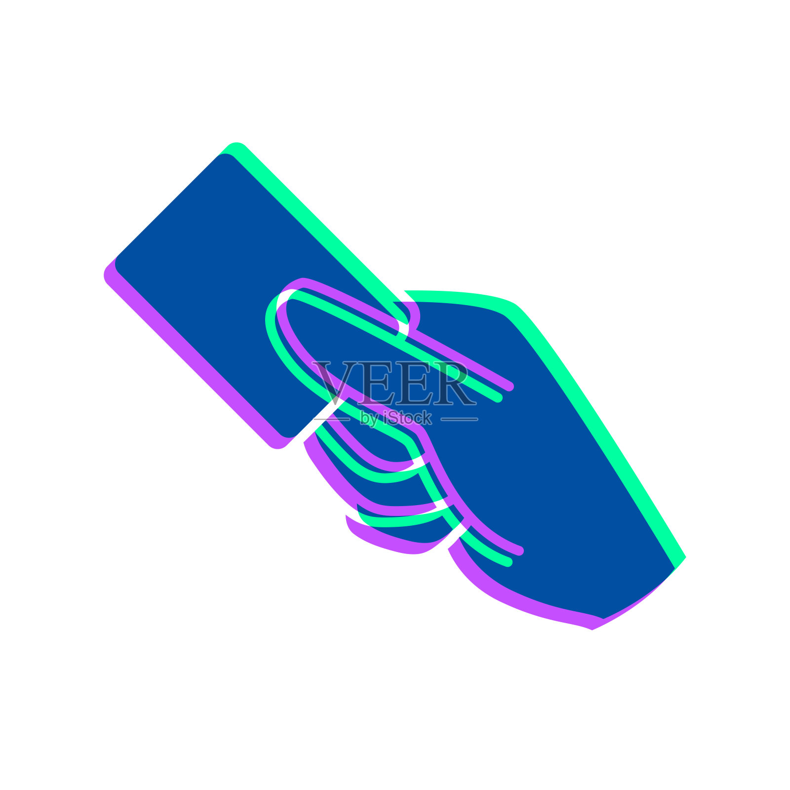 非接触式支付。图标与两种颜色叠加在白色背景上插画图片素材