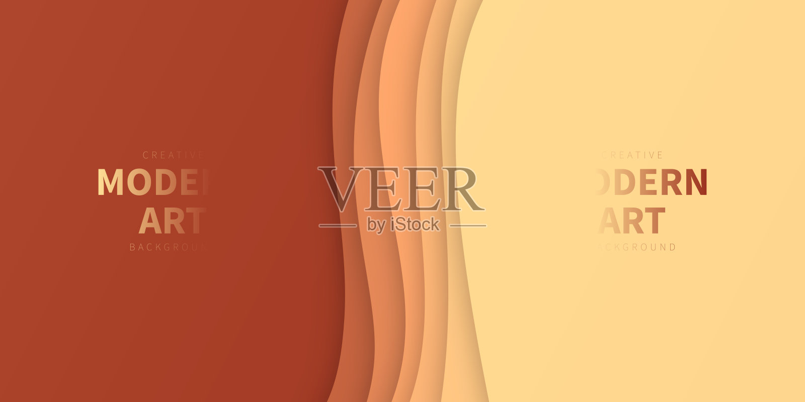 橙色抽象波浪形状-剪纸背景-新潮的3D设计插画图片素材