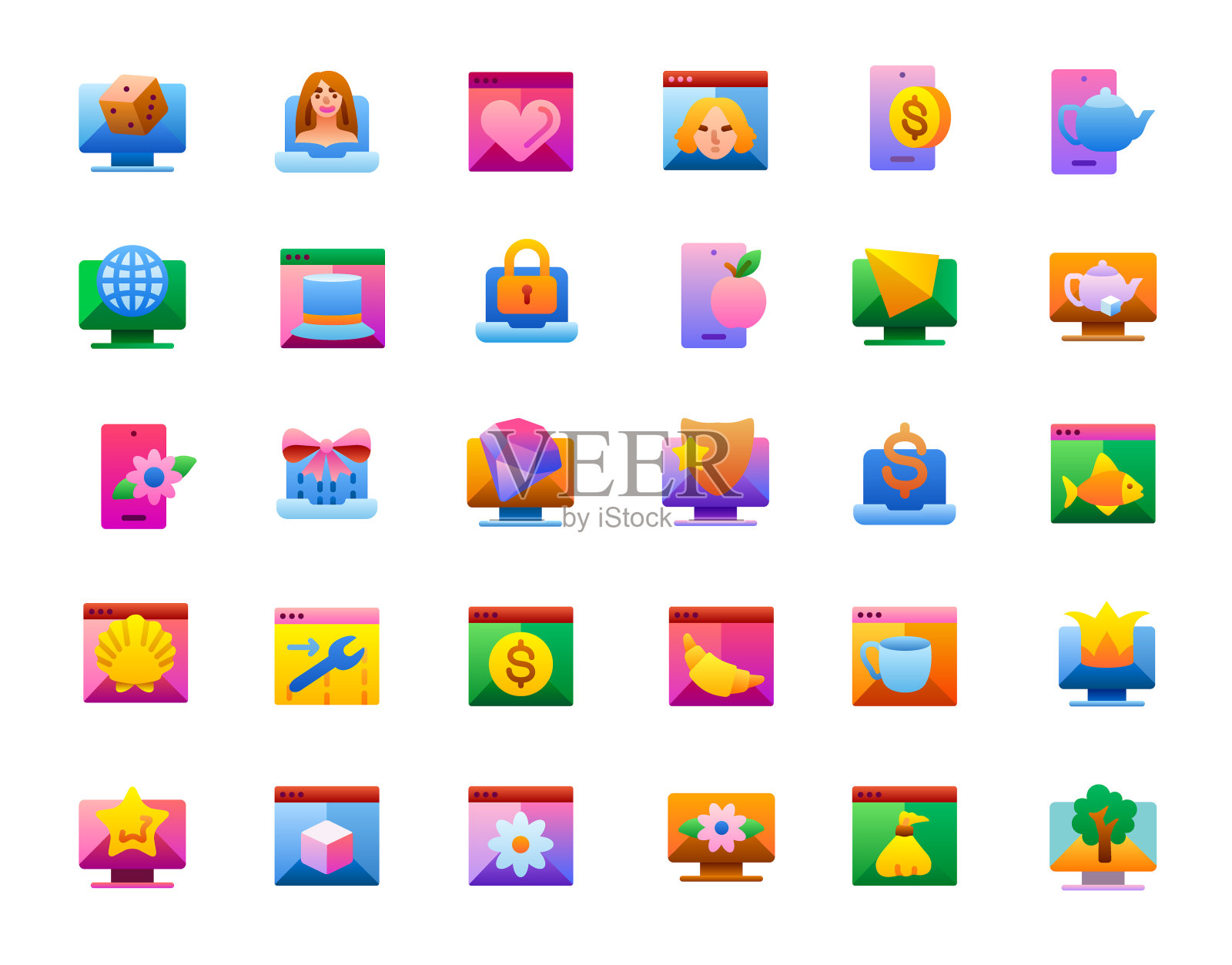 渲染平面渐变图标集插画图片素材