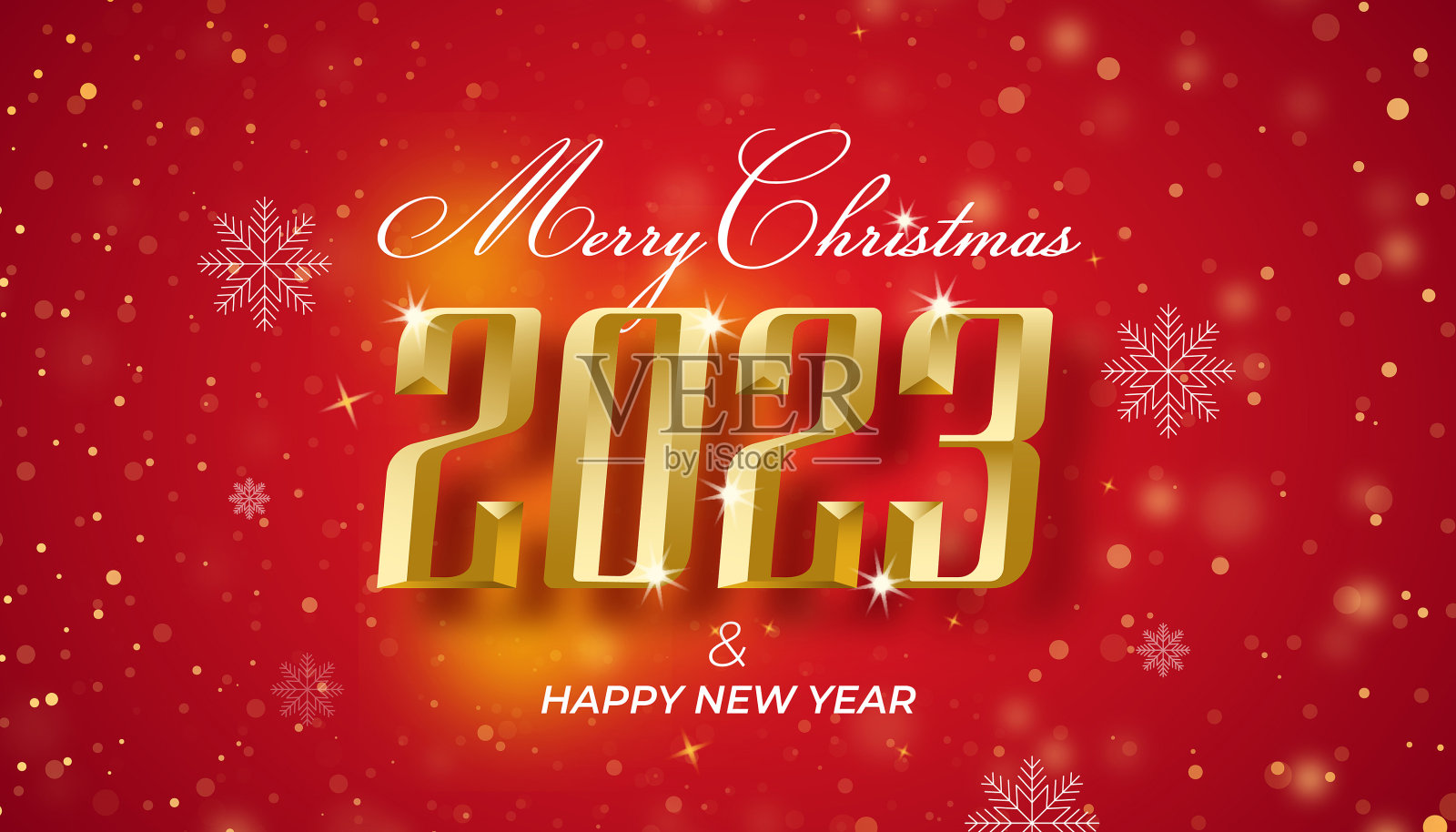 2023金色数字红色背景插画图片素材