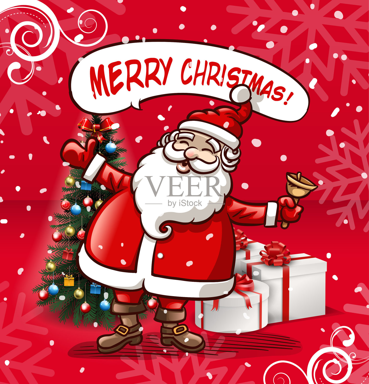 圣诞老人的礼物插画图片素材