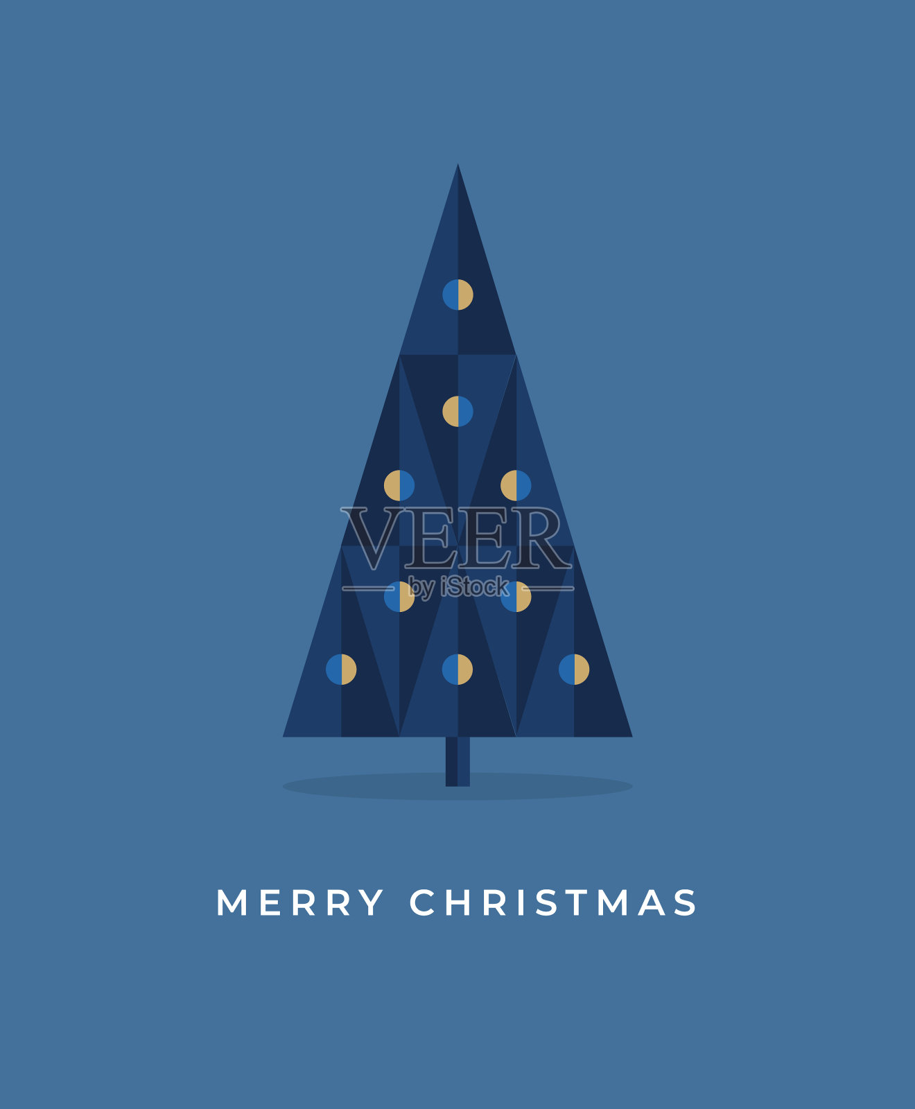 圣诞树，现代圣诞卡插画图片素材