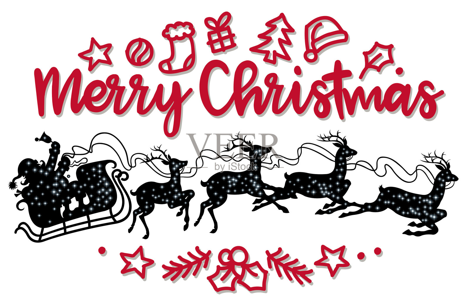 礼物雪橇标签插画图片素材