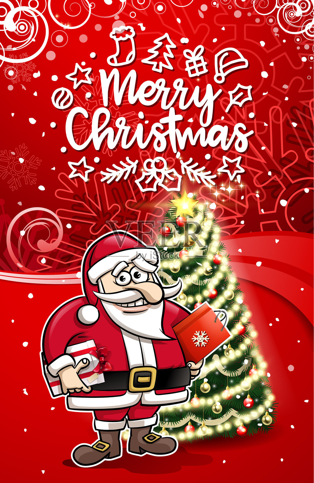 下雪的圣诞标志插画图片素材