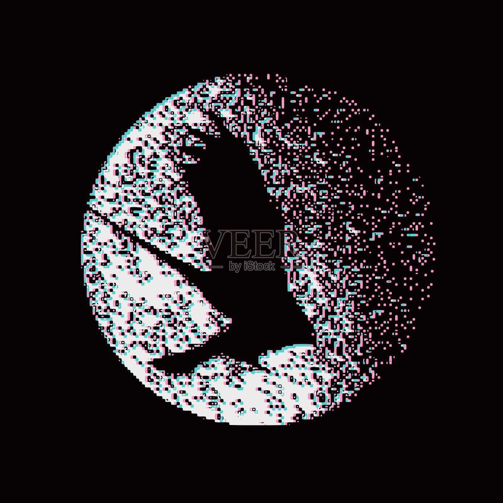 乌鸦，超级月亮和故障技术插画图片素材